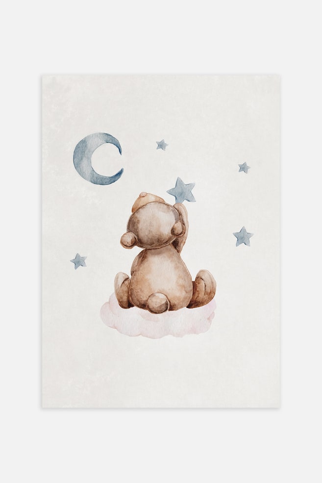 Bear Picking Stars Plakat - Brun/blå - 1
