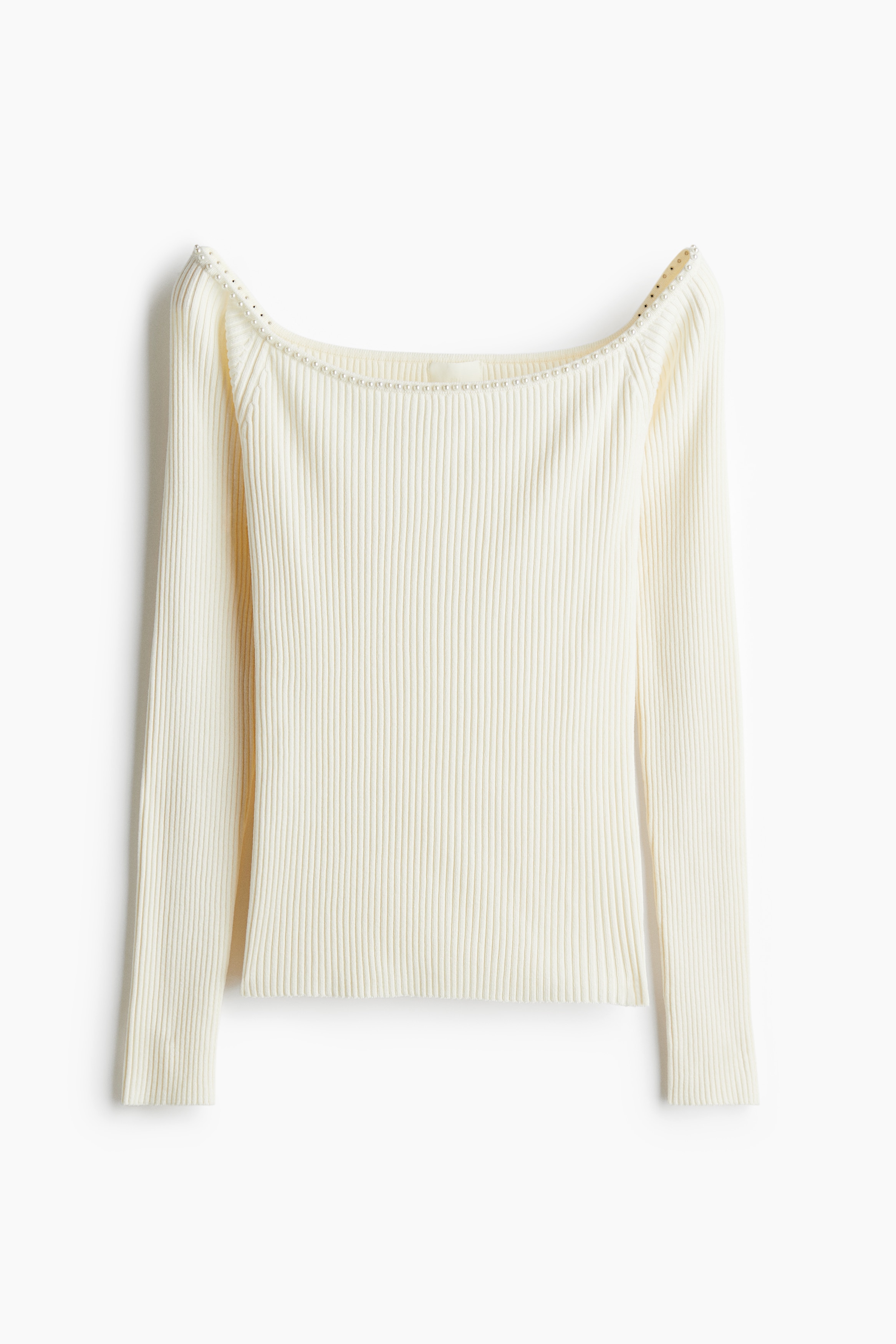 Signore - Crema Maglia a spalle scoperte con perline - Size: S - H&M
