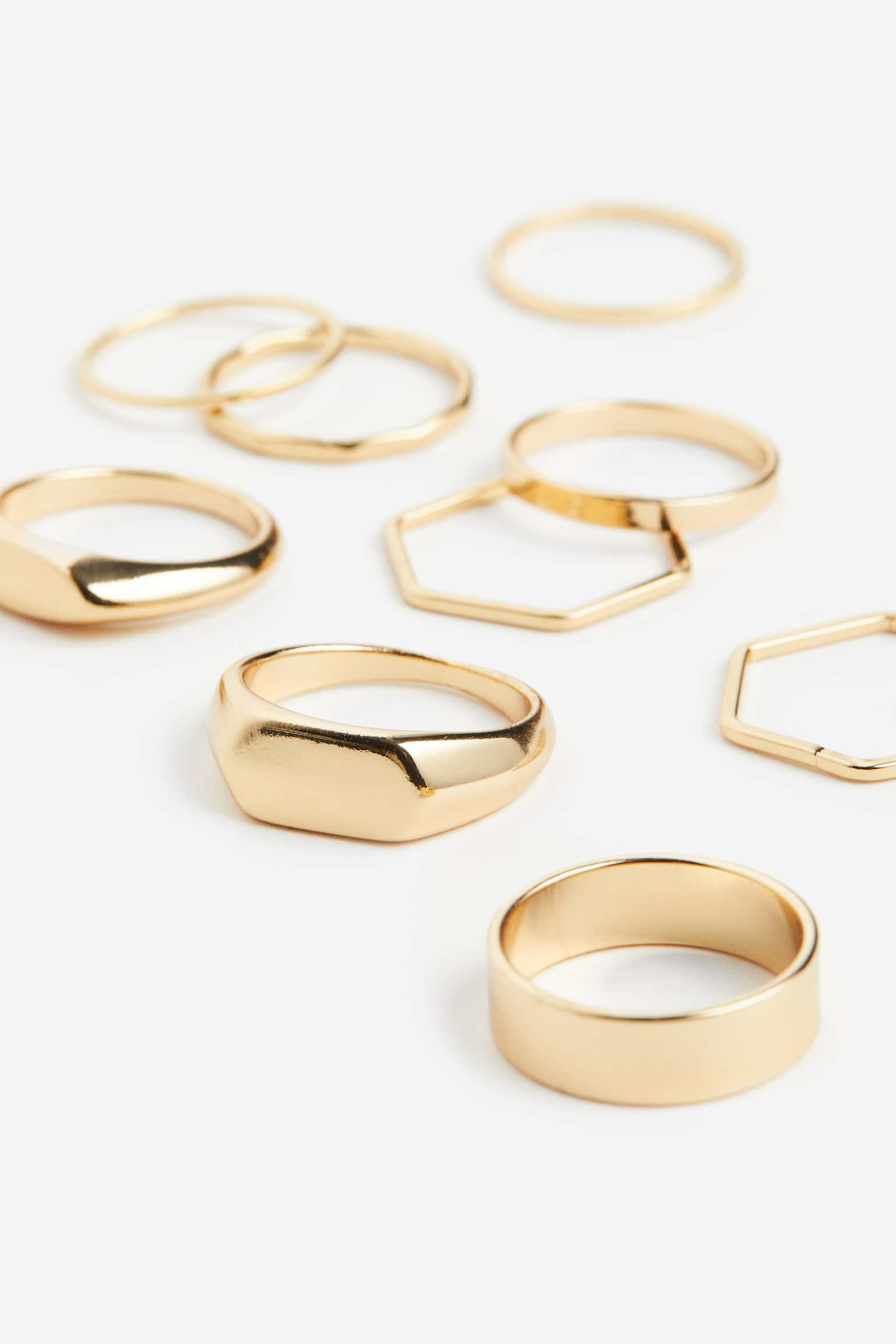 9-pack Rings - Gold colour - 2