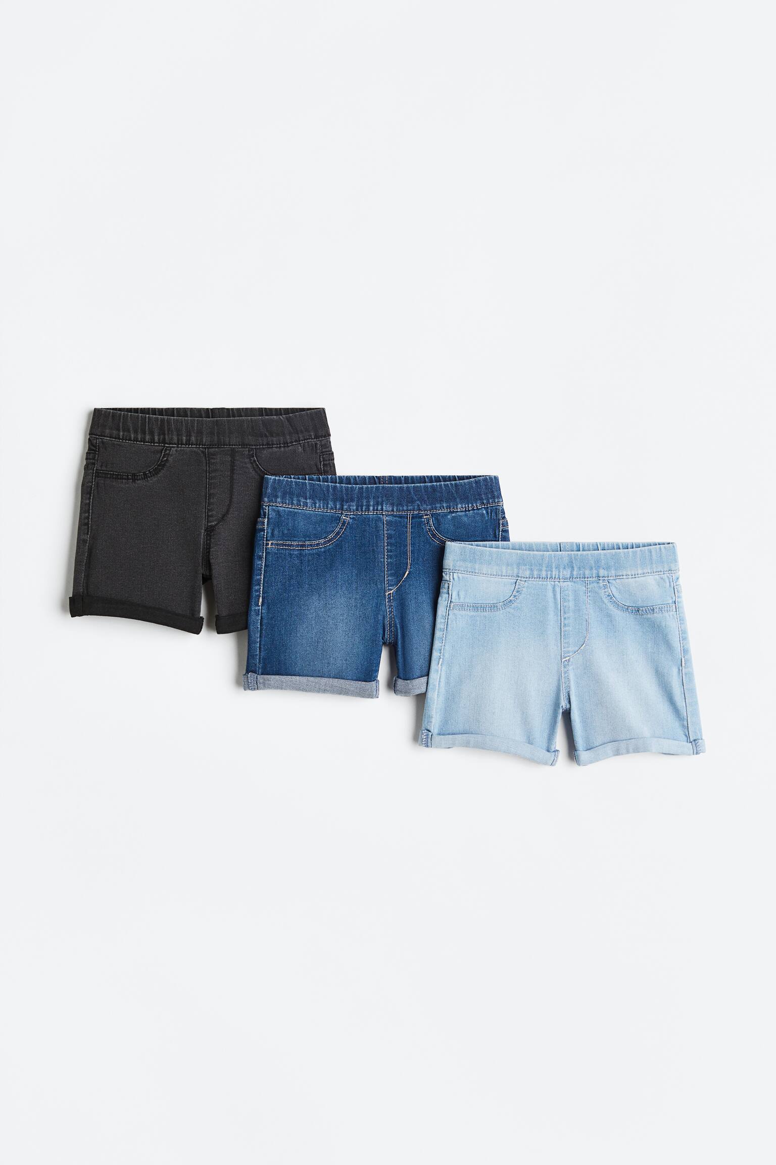 3-pack Slim Fit Shorts - Black/Denim blue