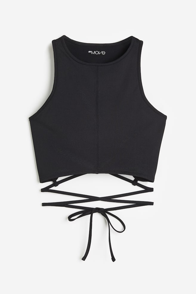 DryMove™ Cropped sports vest top - Black/Beige - 2