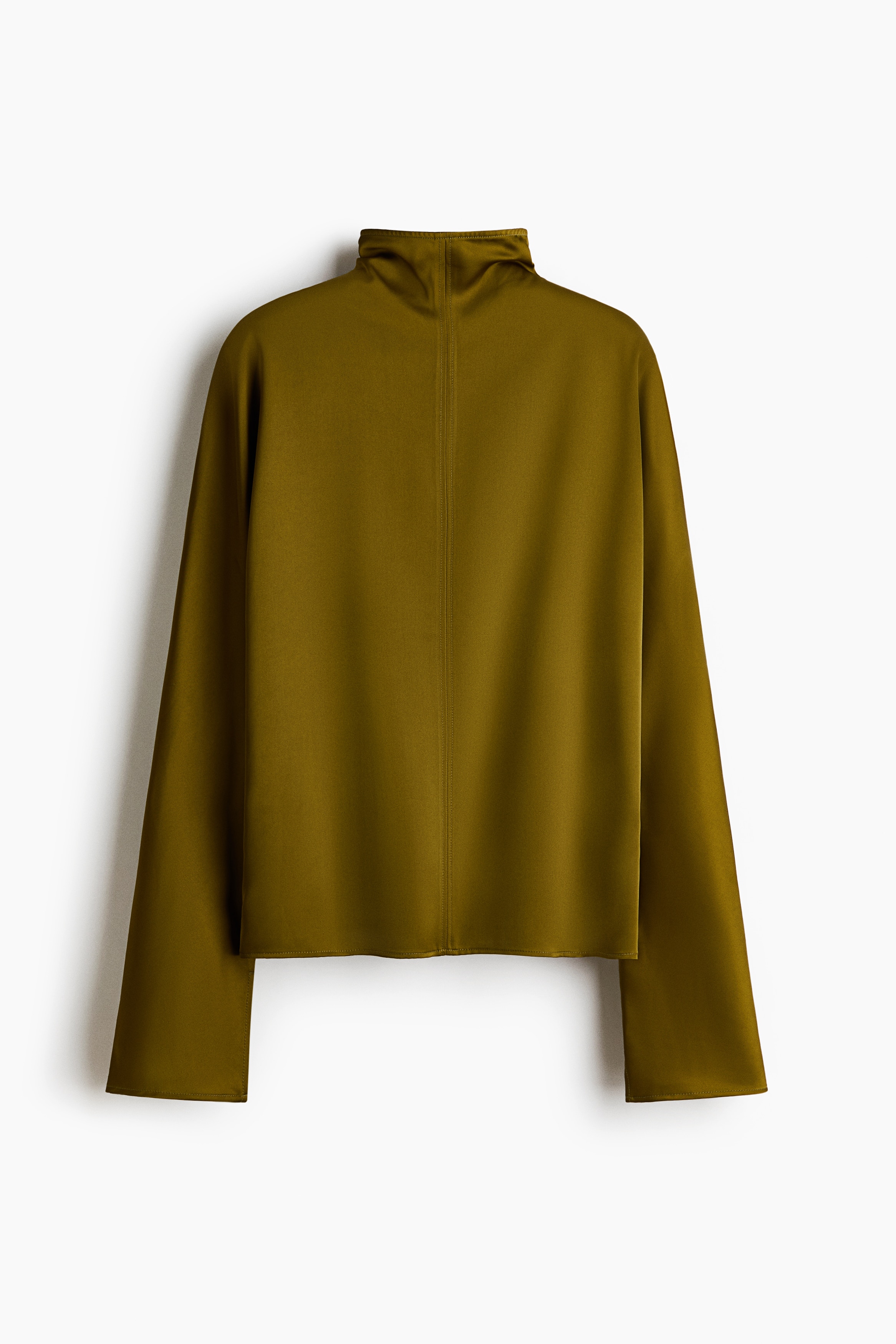 Blouse à col cheminée en satin - Vert olive foncé