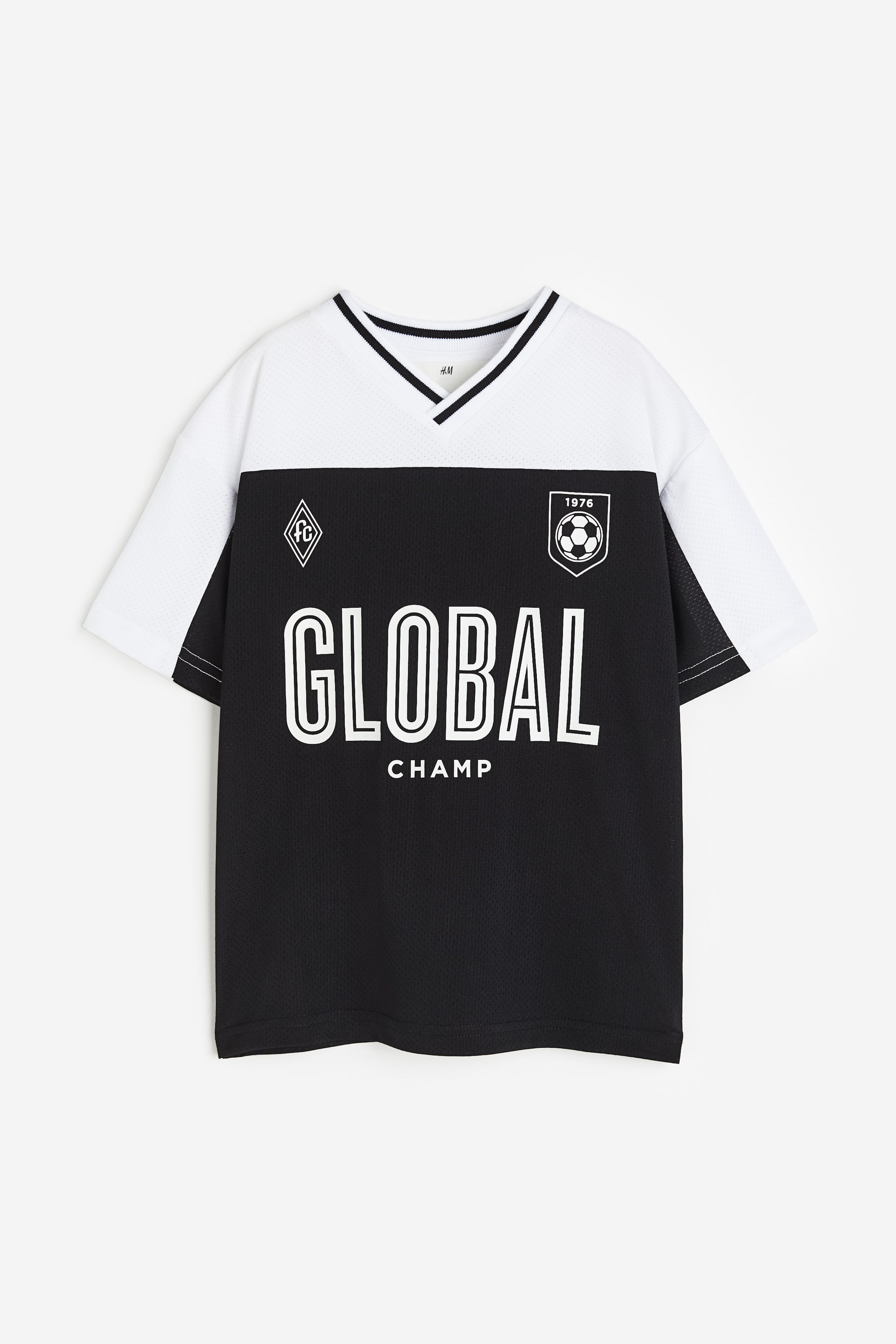 Mesh T-shirt - Black/Global champ - Kids | H&M GB