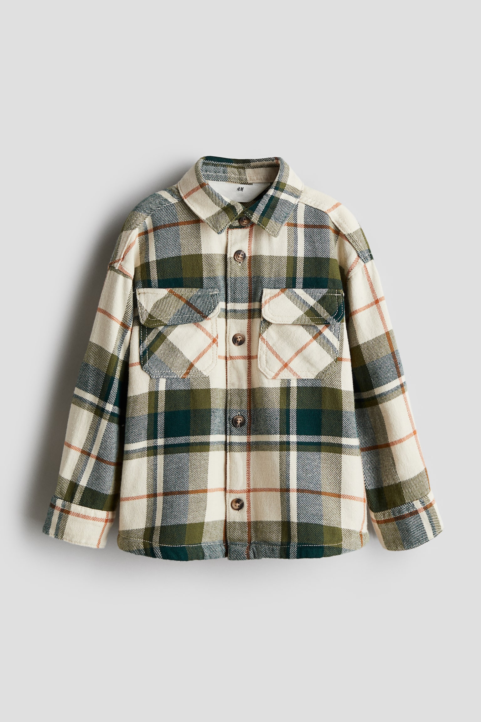 Oversized shirt - Dark khaki green/Checked - 1