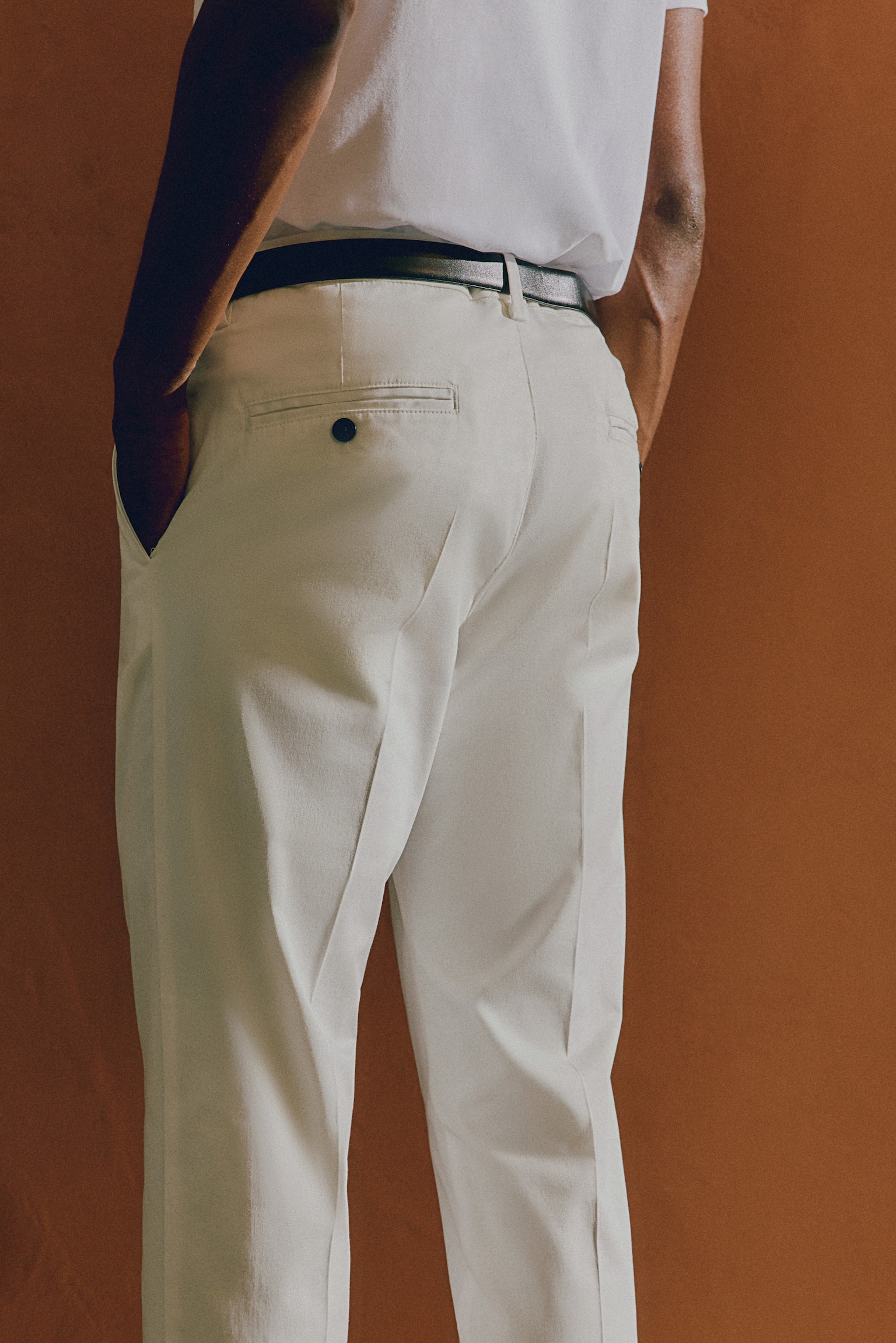 Slim Fit Cotton Pants - White/Navy blue/Black/Light beige - 3