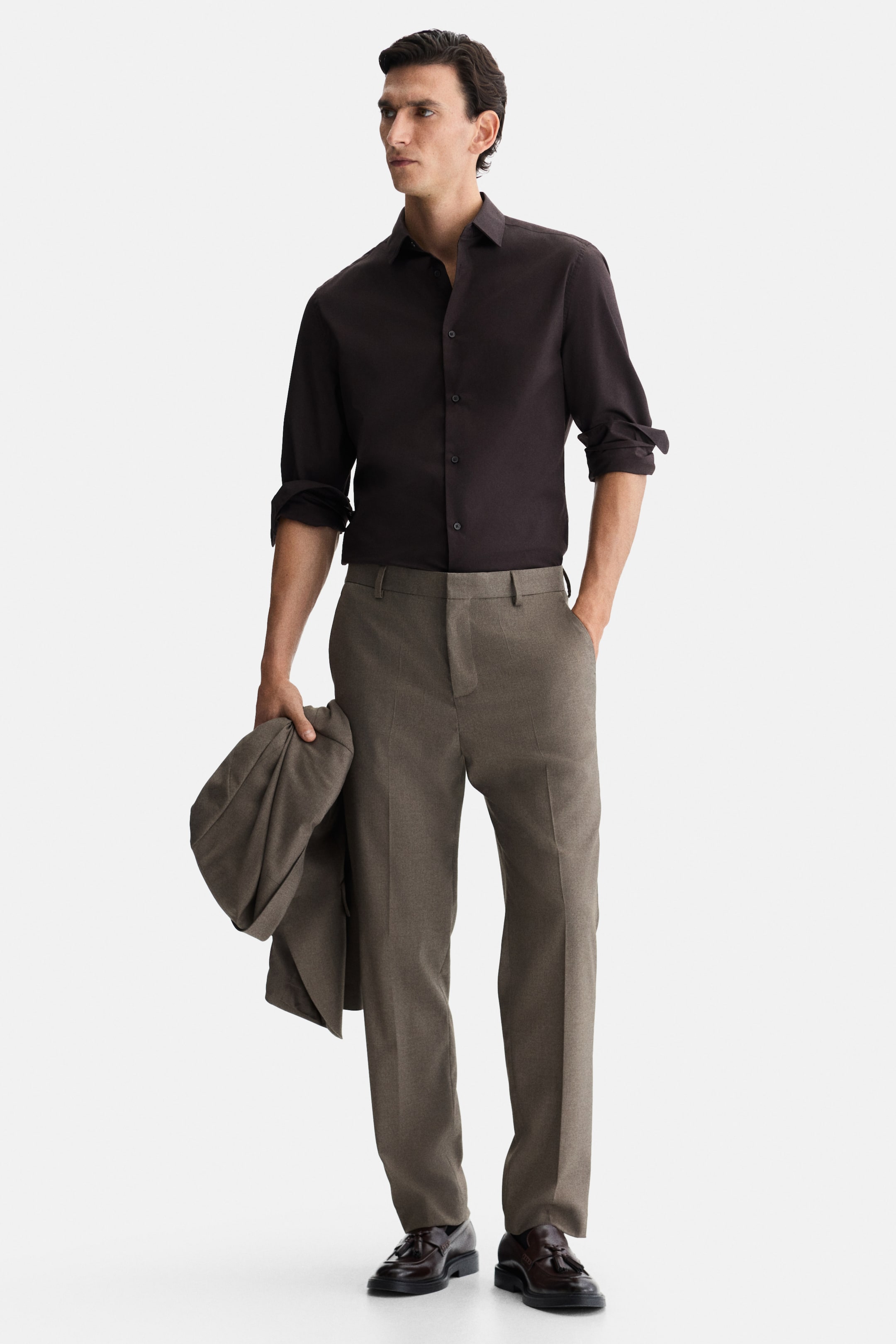 Ingrandisci l'immagine: Camicia easy-iron Slim Fit - Marrone scuro - UOMO | H&M CH 1