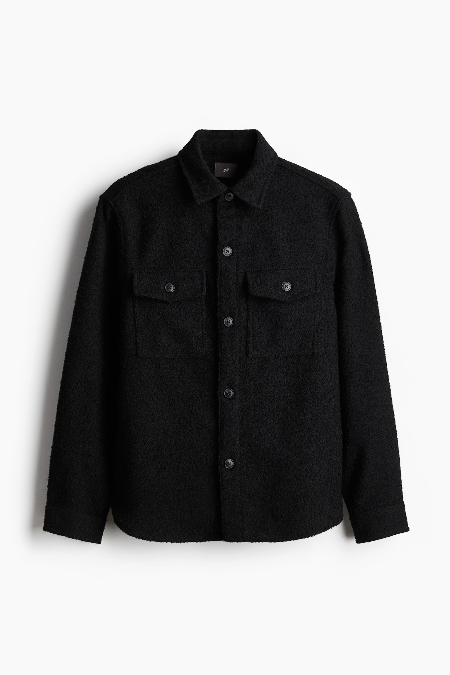 Regular Fit Wool-blend overshirt - Black/Dark beige marl - 2