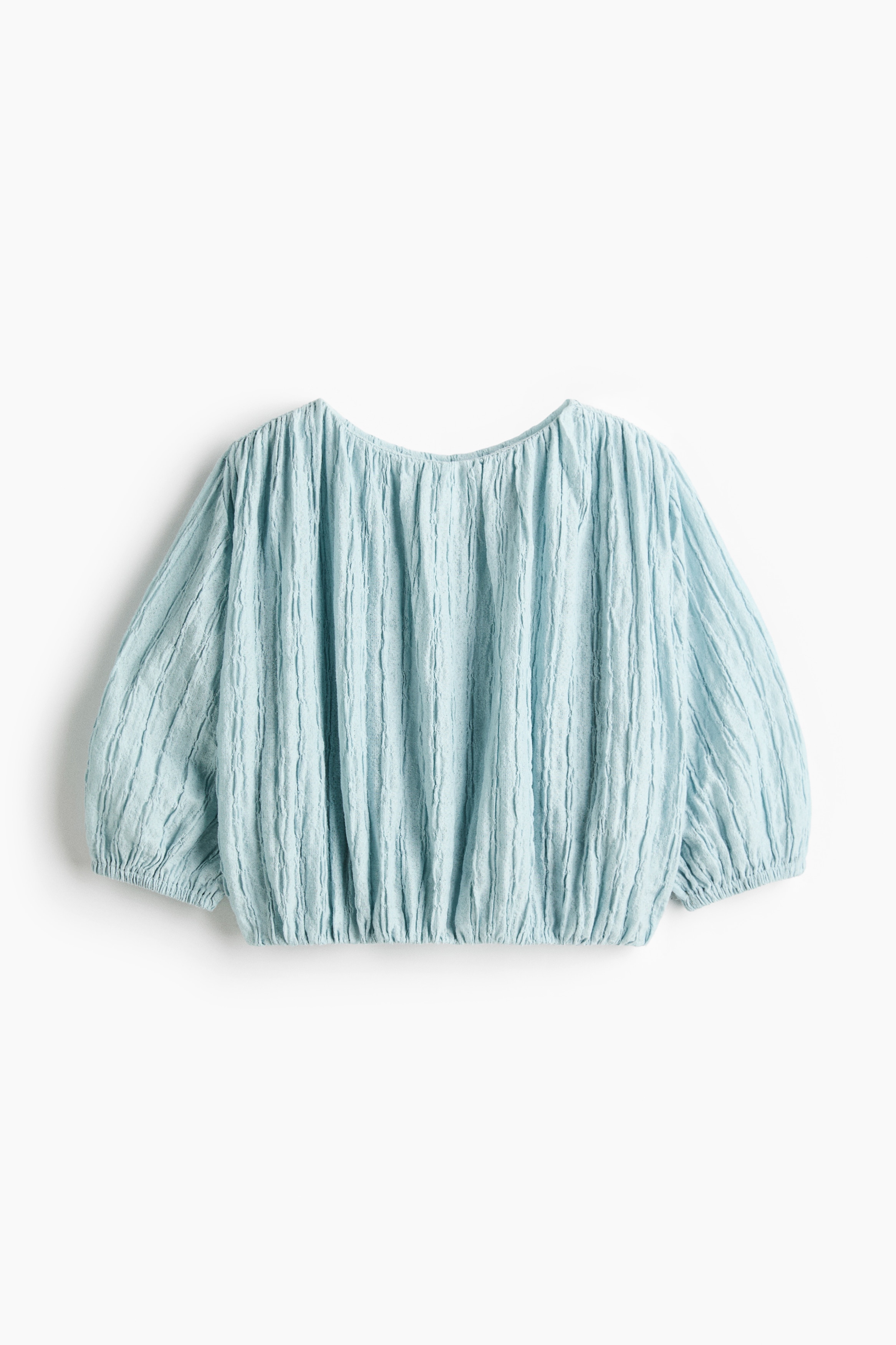 Blouse texturée avec base à effet boule - Turquoise clair/Crème