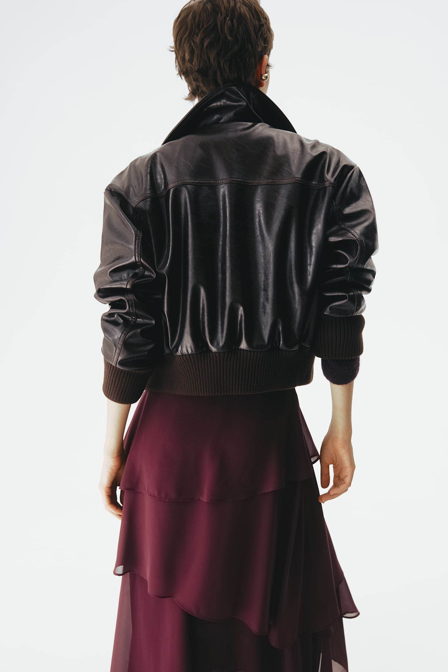 Volantrok van chiffon - Bordeauxrood - 5