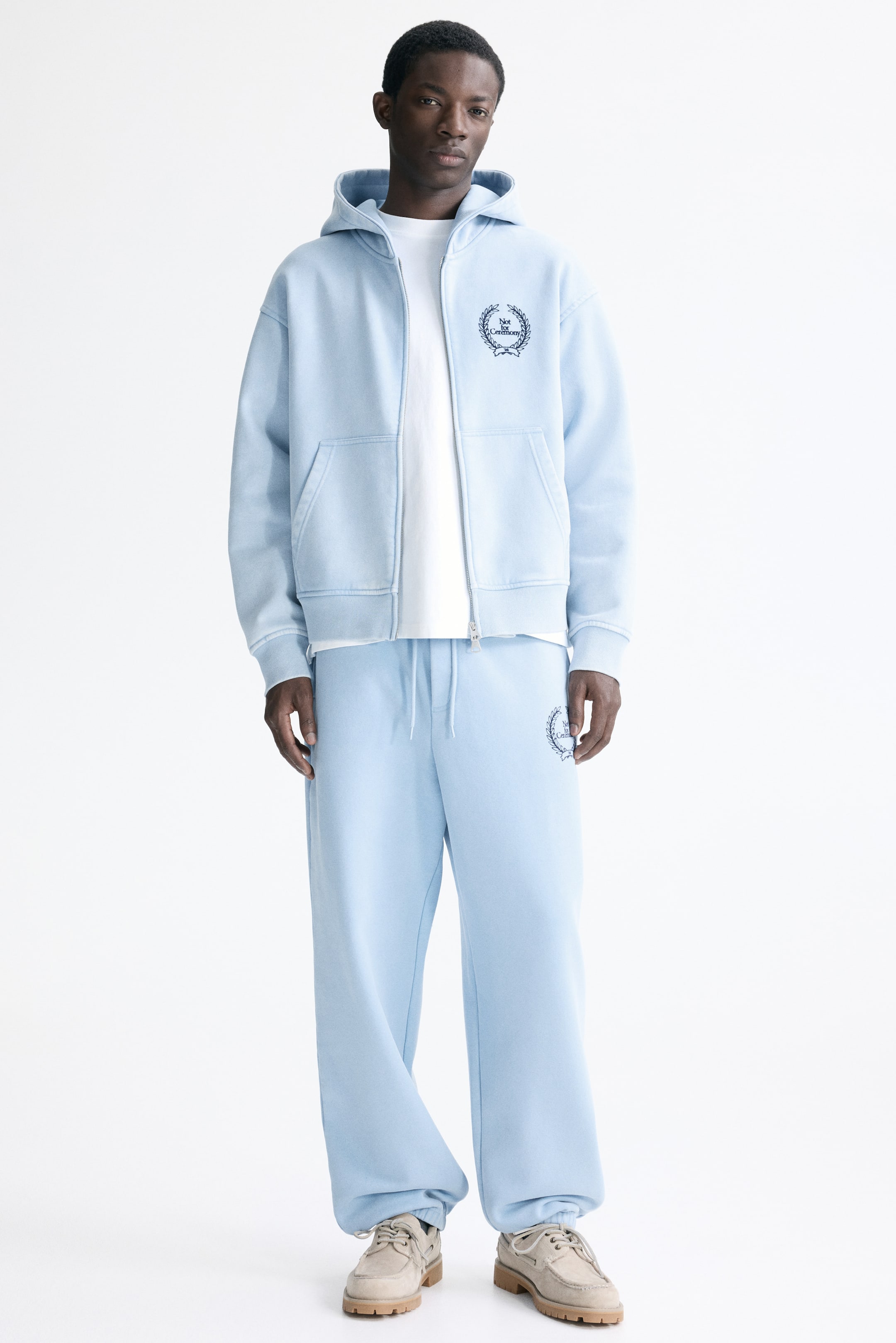 View larger image: Loose-Fit Boxy Hooded Jacket - Light blue/Not for Ceremony - Men | H&M US 2