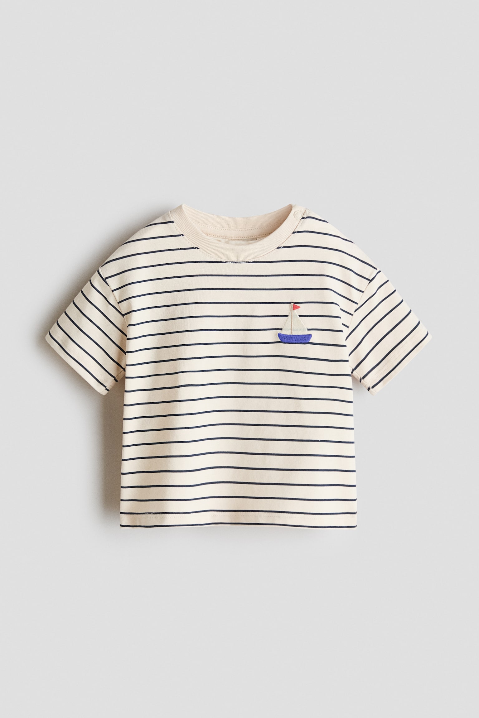 T-shirt avec détail brodé - Beige clair/voilier