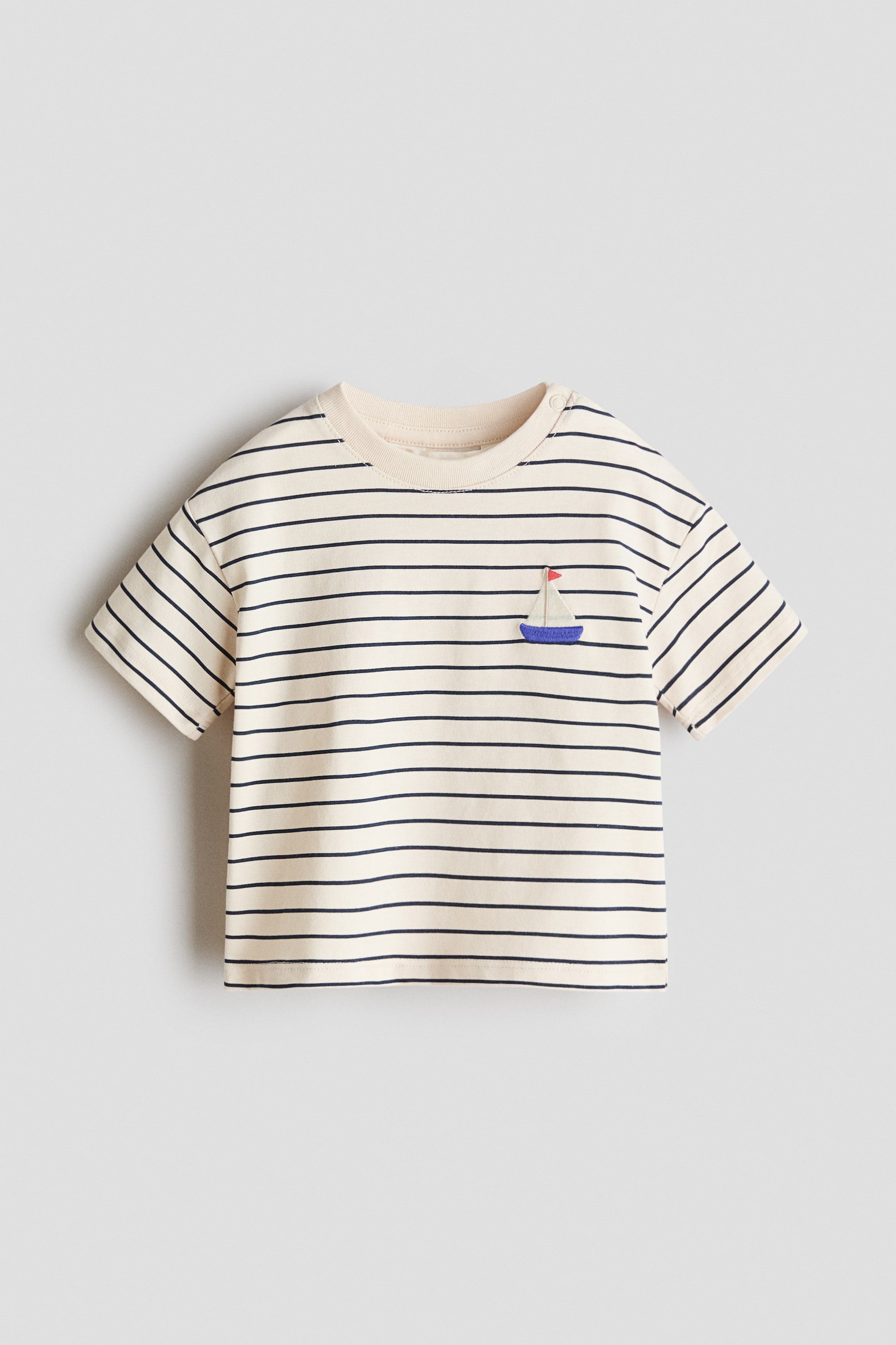 Voir une image plus grande: T-shirt avec détail brodé - Beige clair/voilier - ENFANT | H&M CA 1