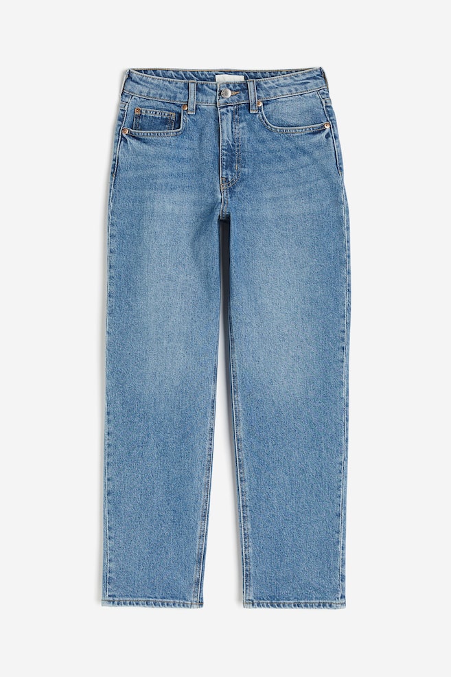 Slim Straight High Ankle Jeans - Denimblå/Lys denimblå - 2