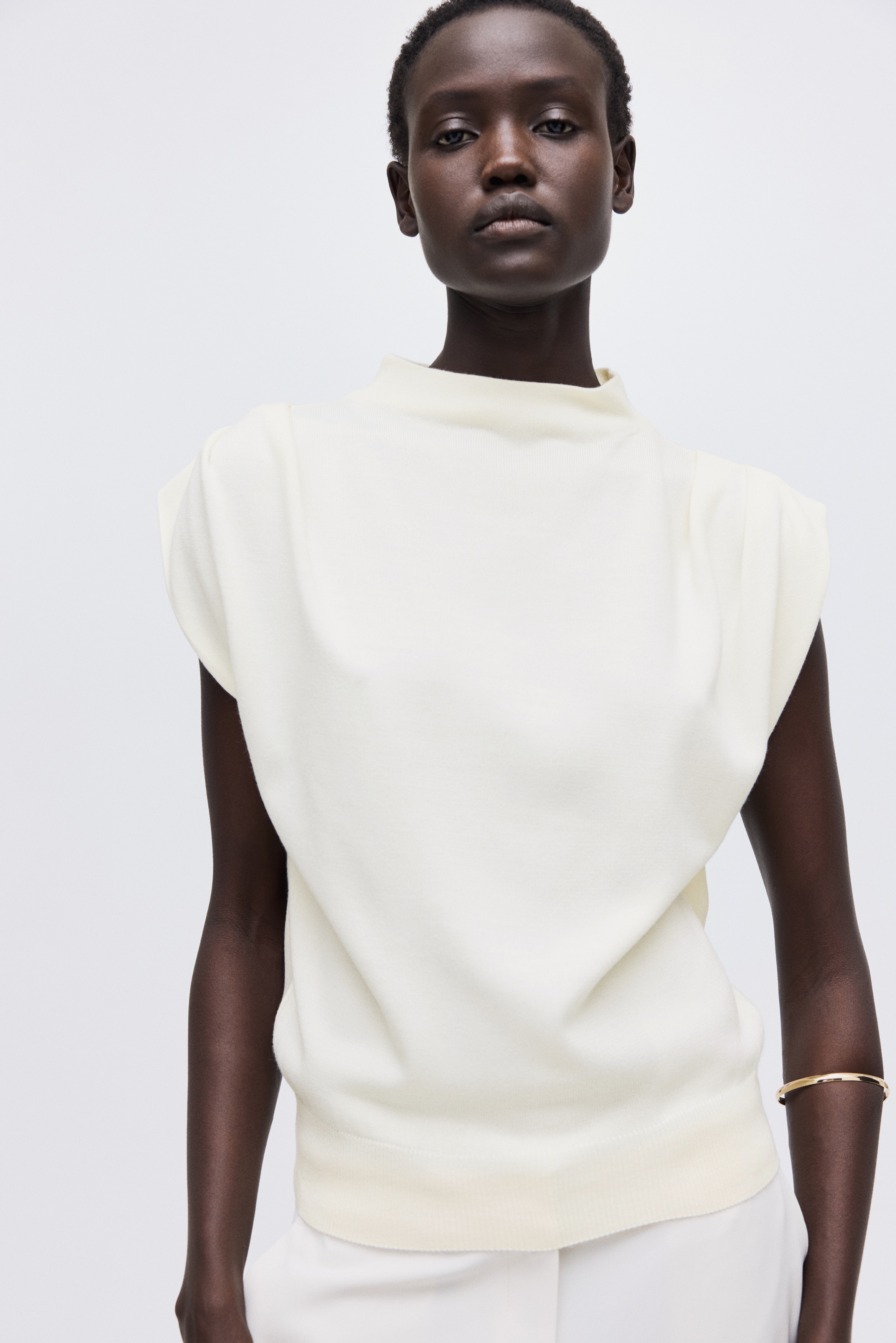 Μπλούζα με λεπτή πλέξη - Ανοιχτό μπεζ/Καφέ