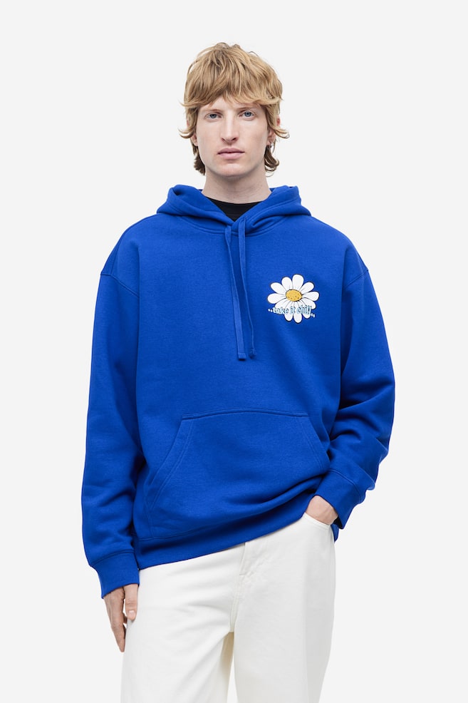 Loose Fit Printed hoodie - Bright blue/Flowers/White/Wonderland/Brown/Trees/Black/Dream/dc/dc/dc/dc/dc/dc/dc - 1