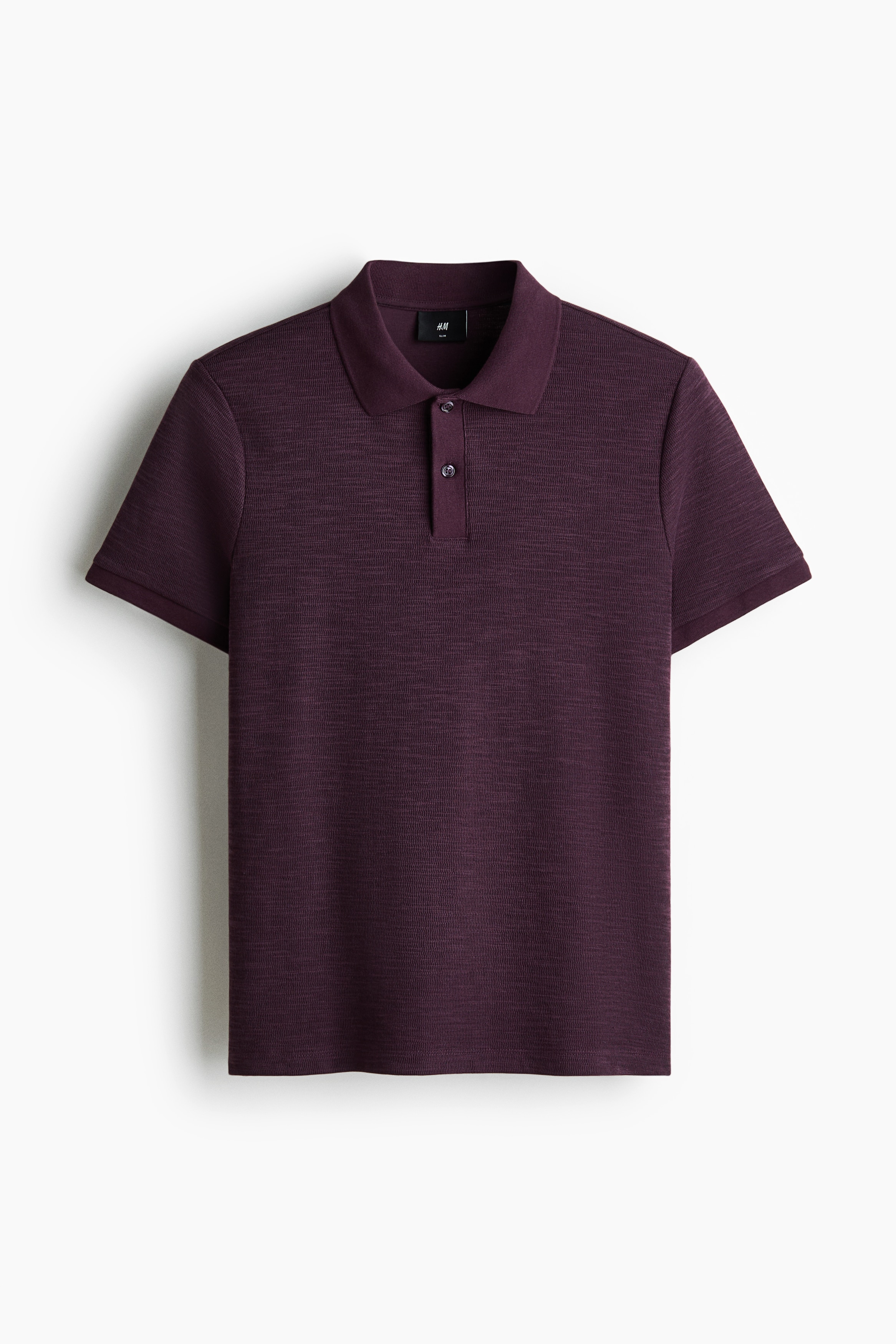 H & M - Poloshirt in Jacquardstrick Slim Fit - Lila - Herren