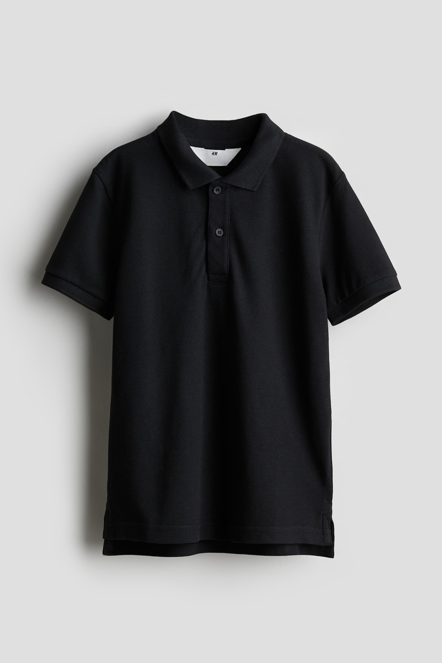 Cotton Piqué Polo Shirt - Black/Navy blue/White - 1