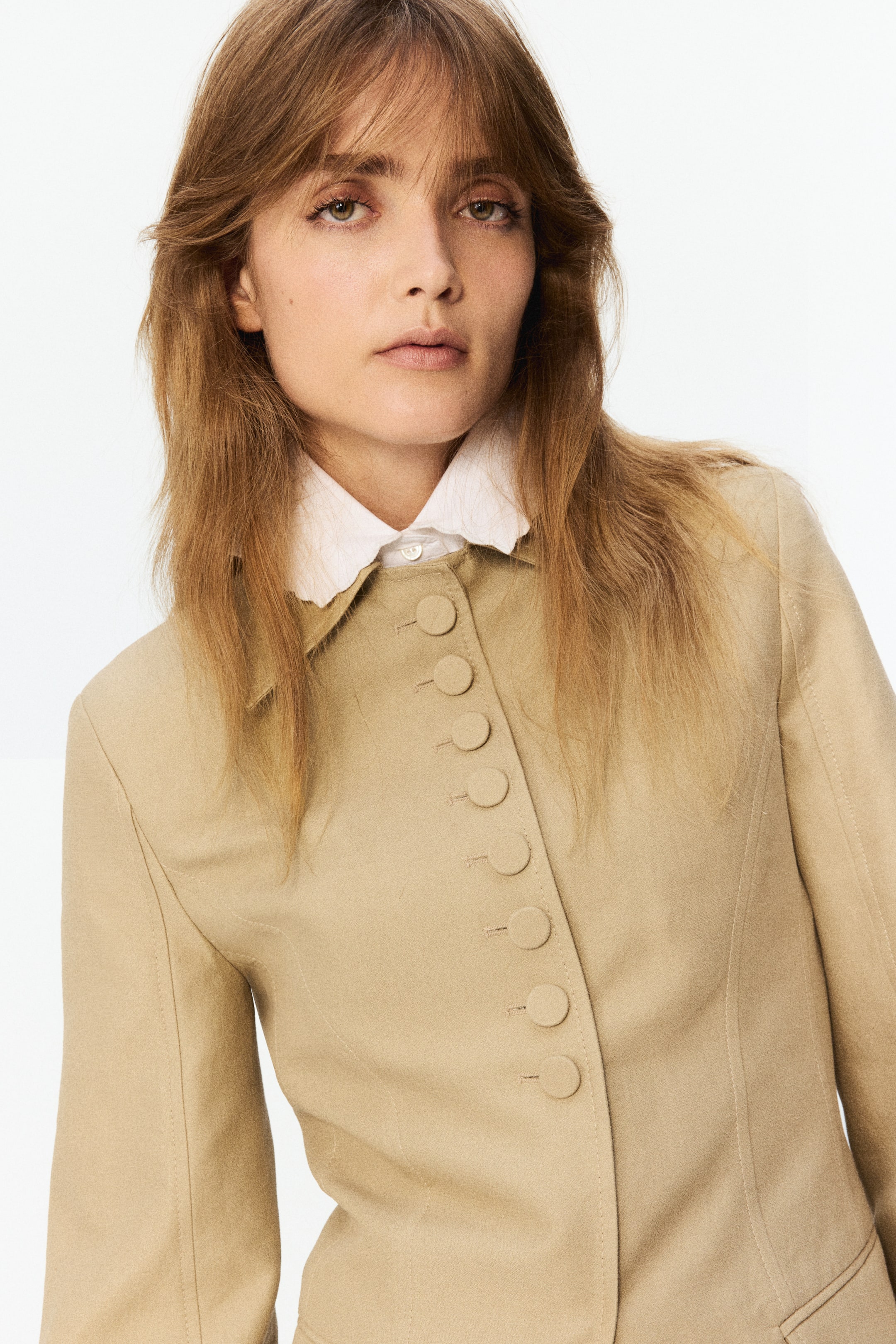 Chemise en popeline avec manches à effet plissé