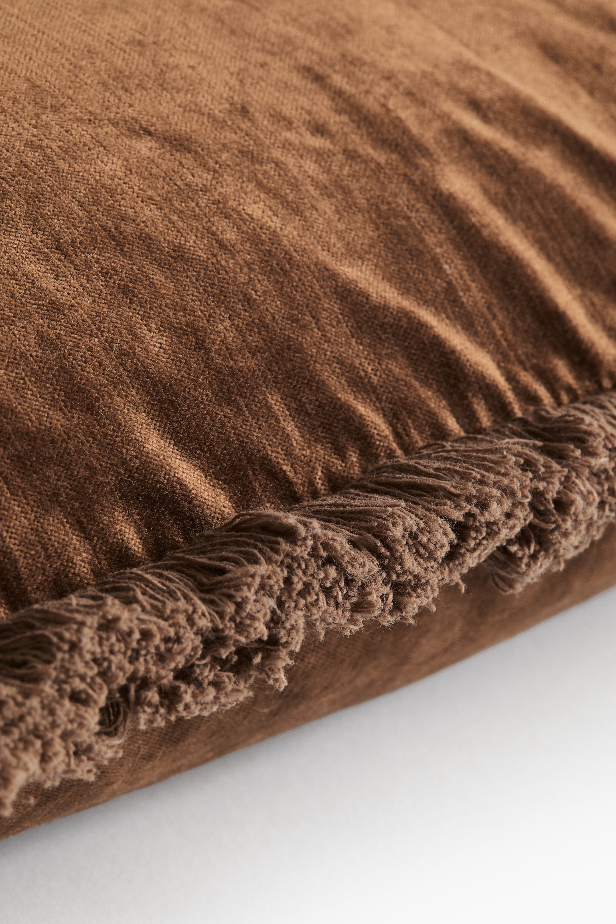 Velvet Cushion Cover with Fringe