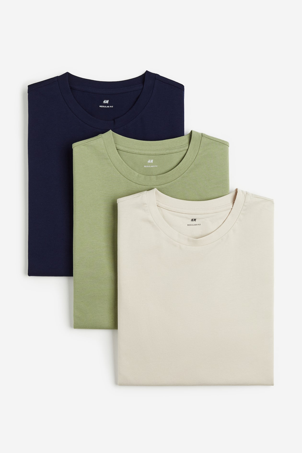 3-pack Regular Fit T-shirts Light beige Men H&M IN