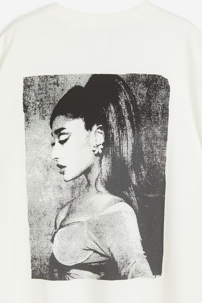 Boxy-style printed T-shirt - Cream/Ariana Grande - 2