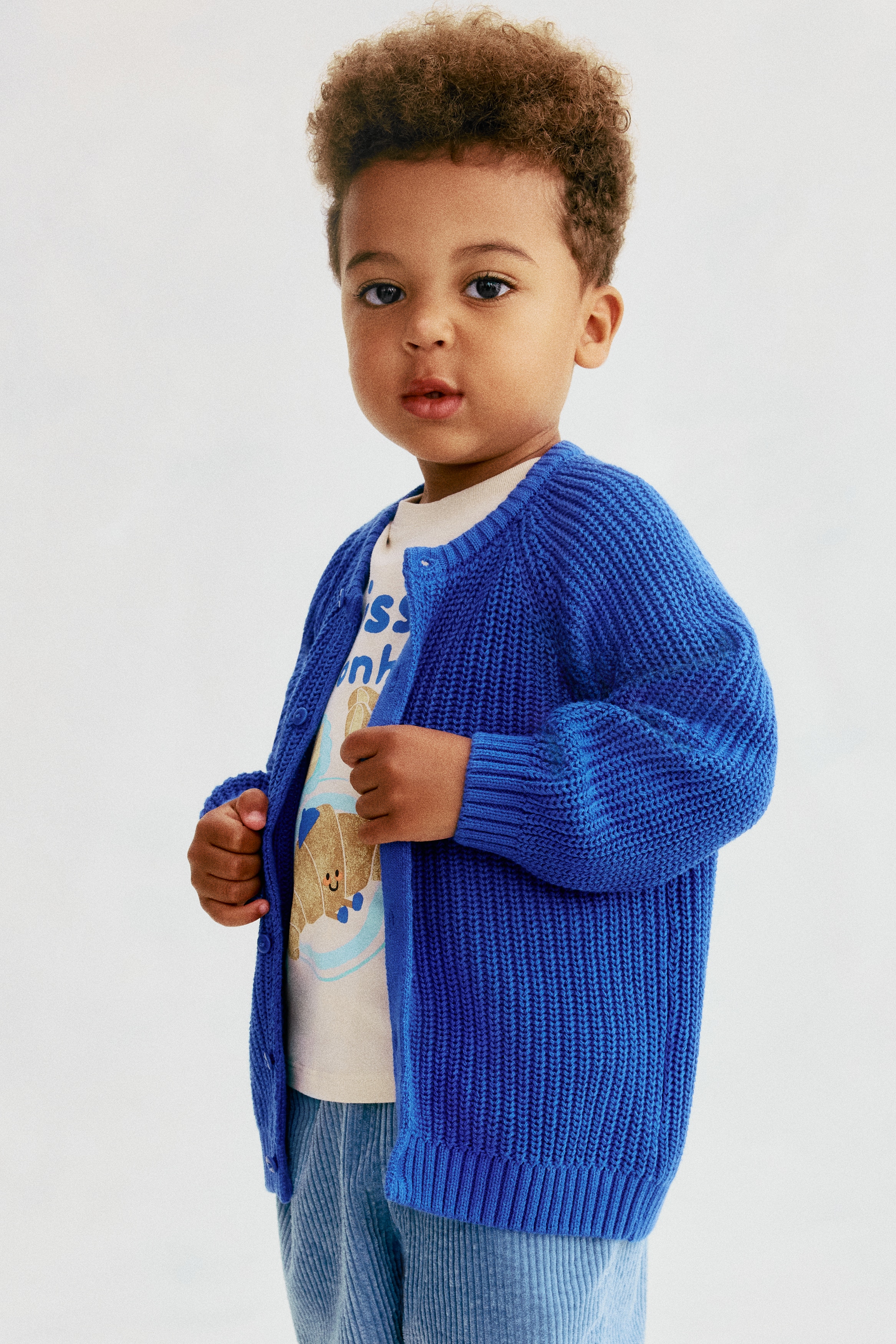 Katoenen vest met ingebreid dessin - Helderblauw/Beige