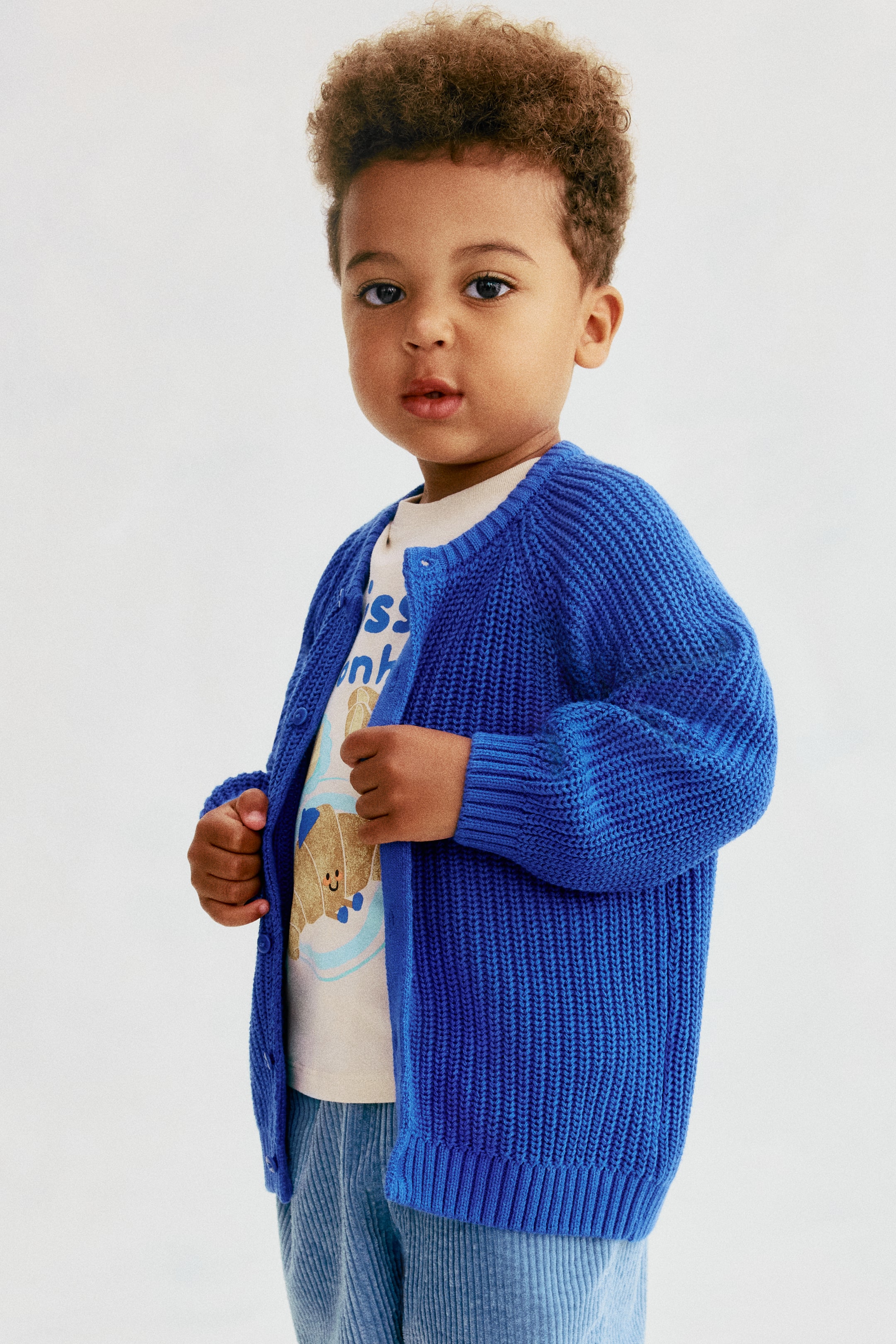Näytä suurempi kuva: Puuvillainen patenttineuletakki - Kirkkaansininen - Kids | H&M FI 1