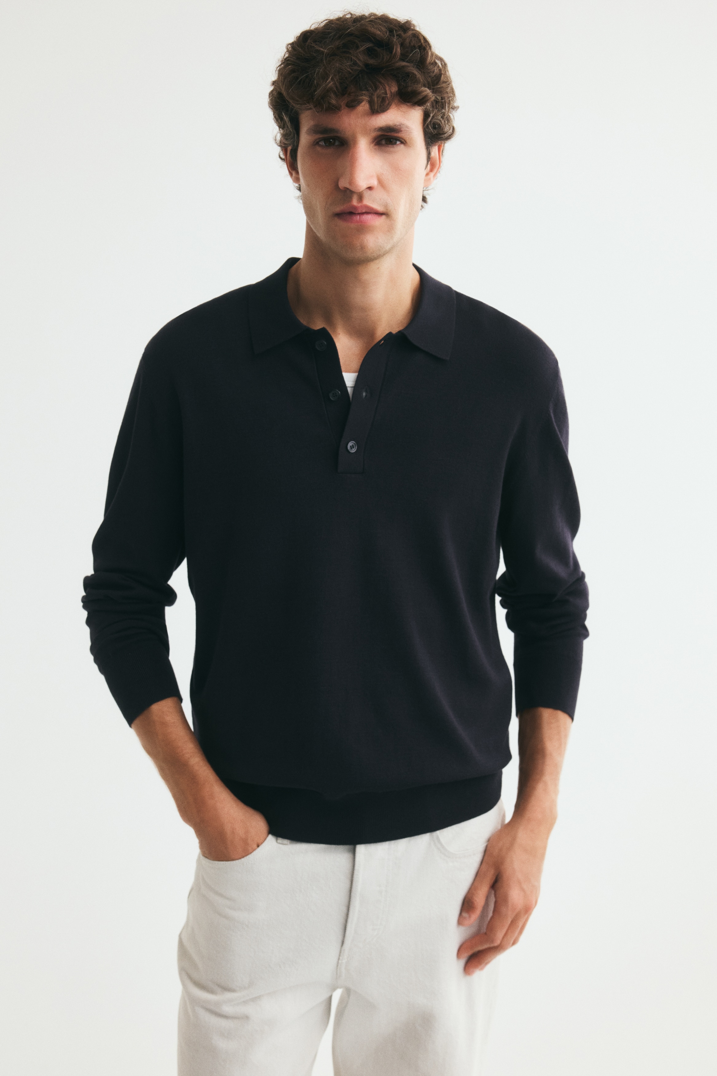 Regular Fit Knitted polo shirt - Navy blue/Dark grey marl/Black/Burgundy