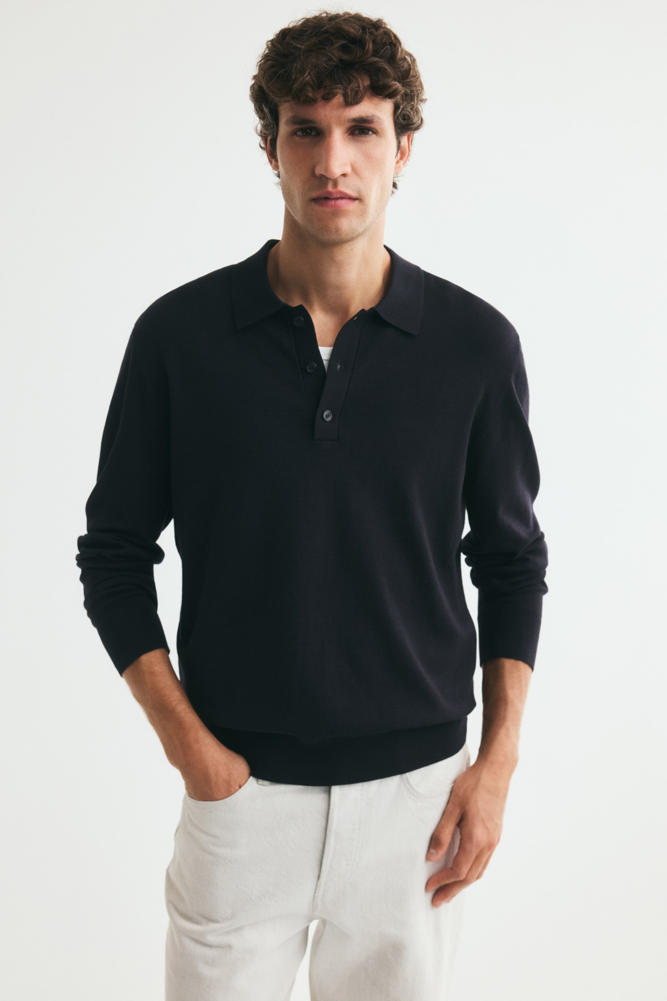 Grotere afbeelding bekijken: Gebreide polotrui Regular Fit - Marineblauw - HEREN | H&M BE 1