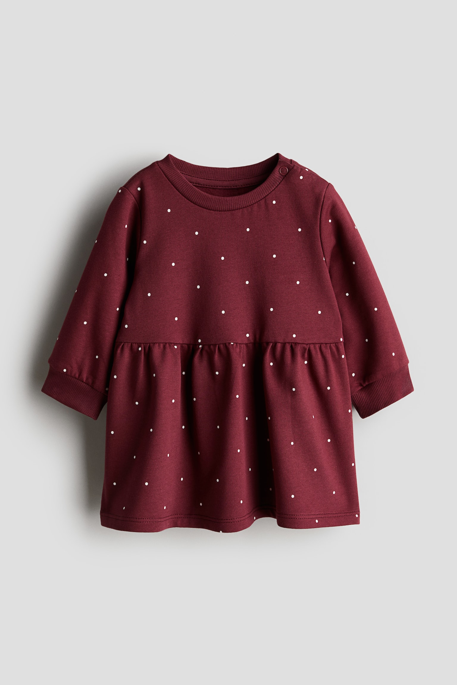 Cotton sweatshirt dress - Dark red/Spotted/Light pink/Dark grey/Spotted - 1