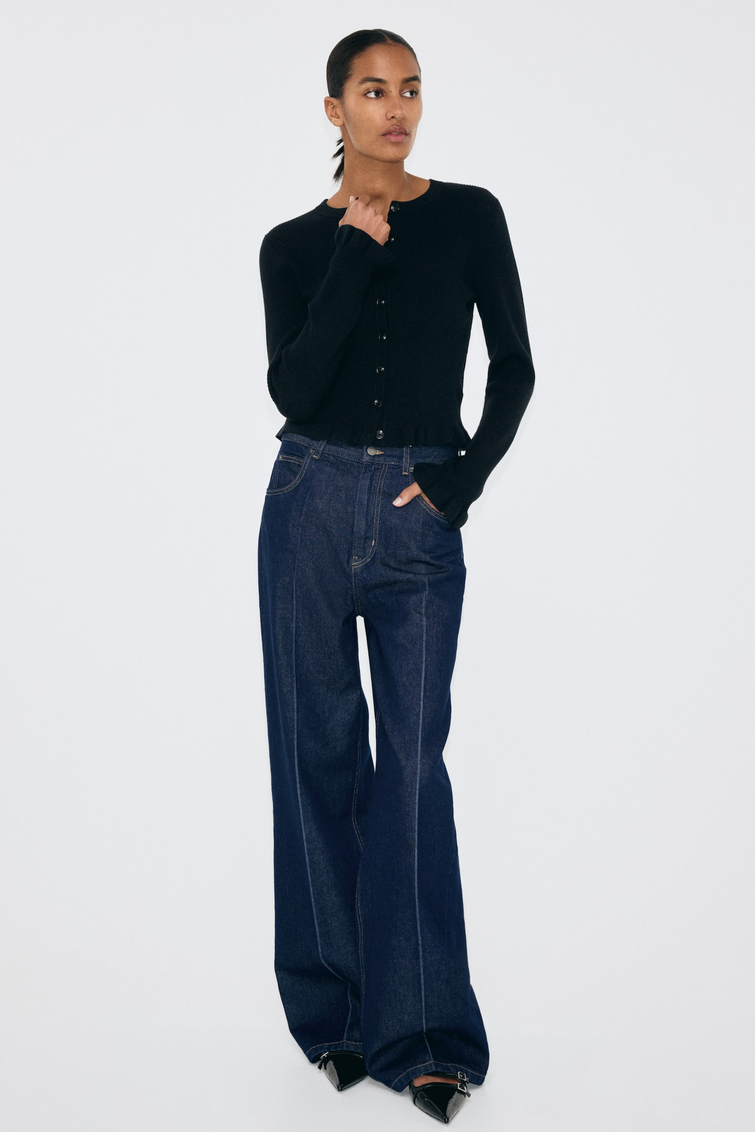 Áo cardigan dệt kim gân nổi - Màu đen/Màu hồng khói/Brown - 3