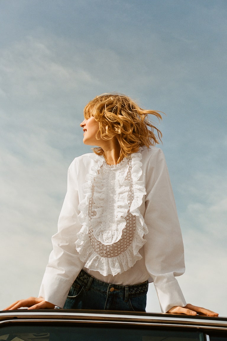 Ruffled cotton blouse - Main Image