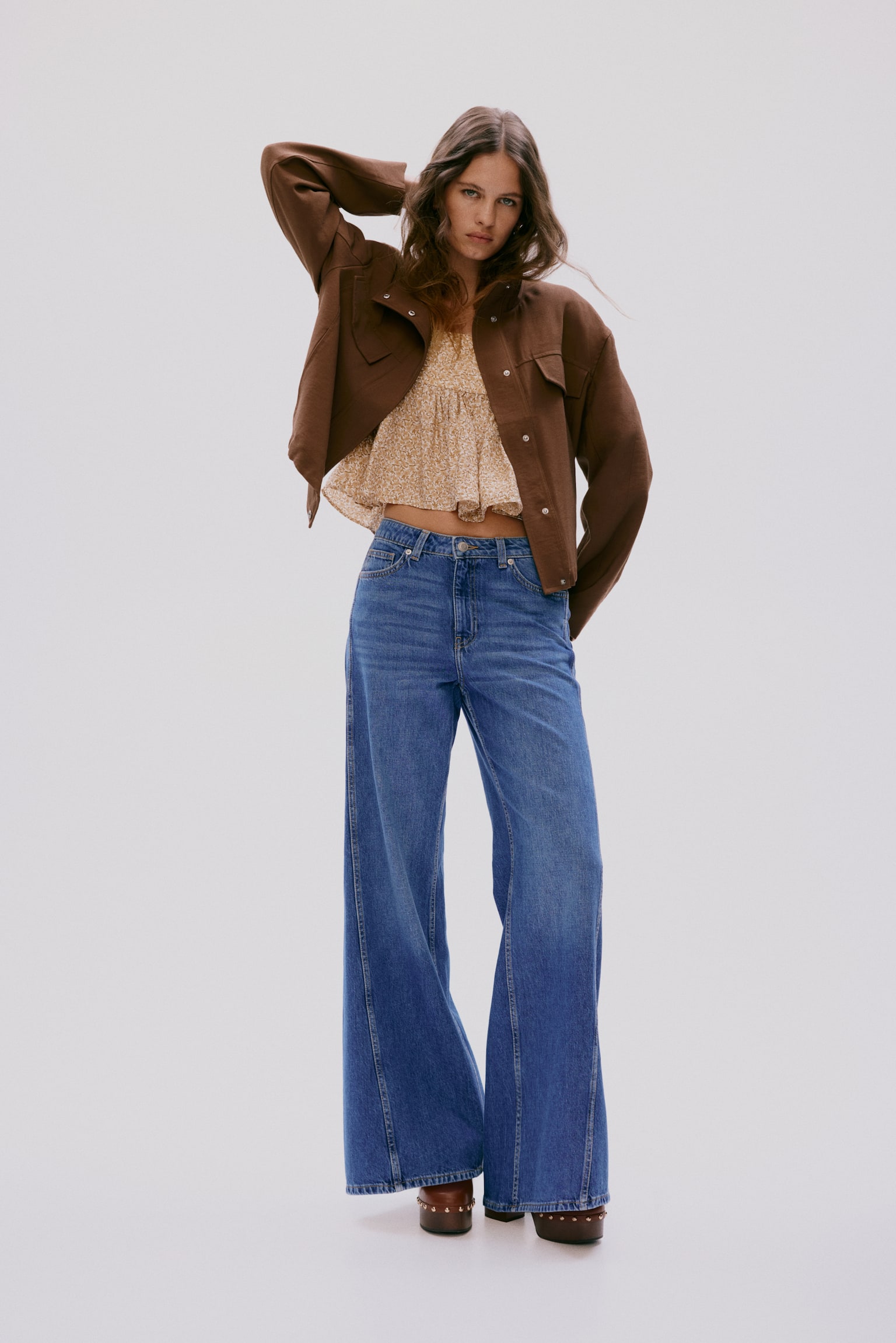 Veste à col cheminée - Marron/Beige clair - 2