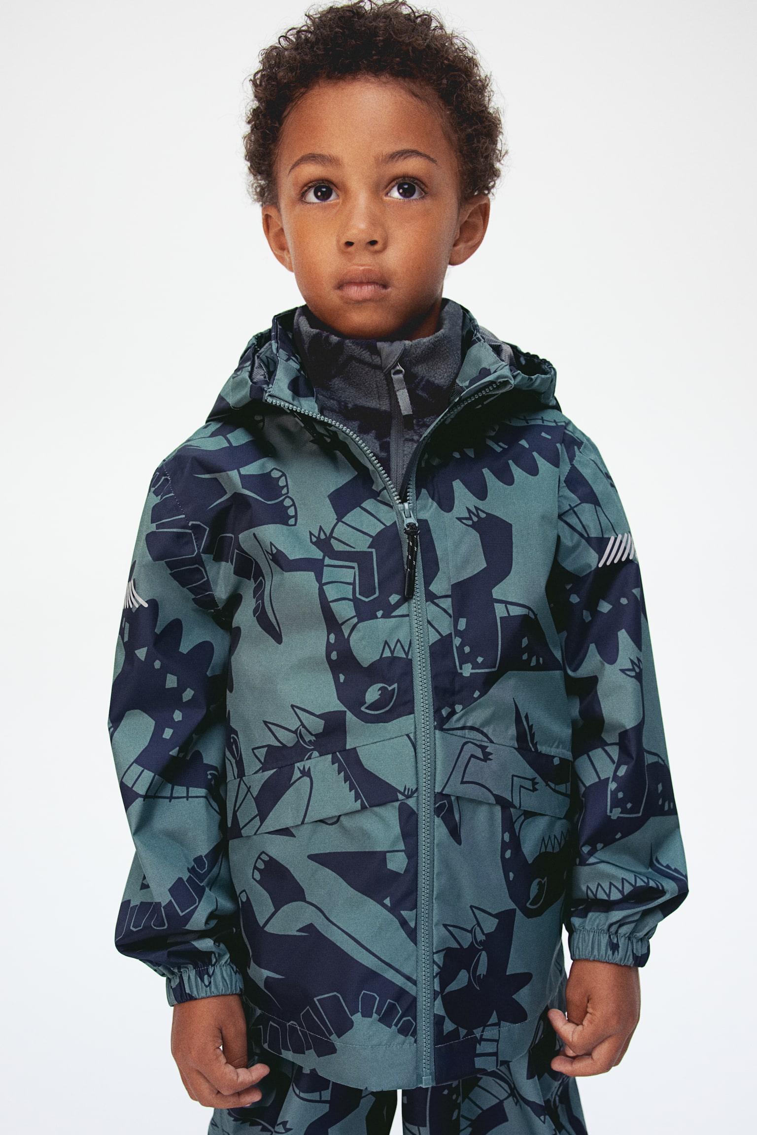 Rain jacket - Dark turquoise/Dinosaurs - 4