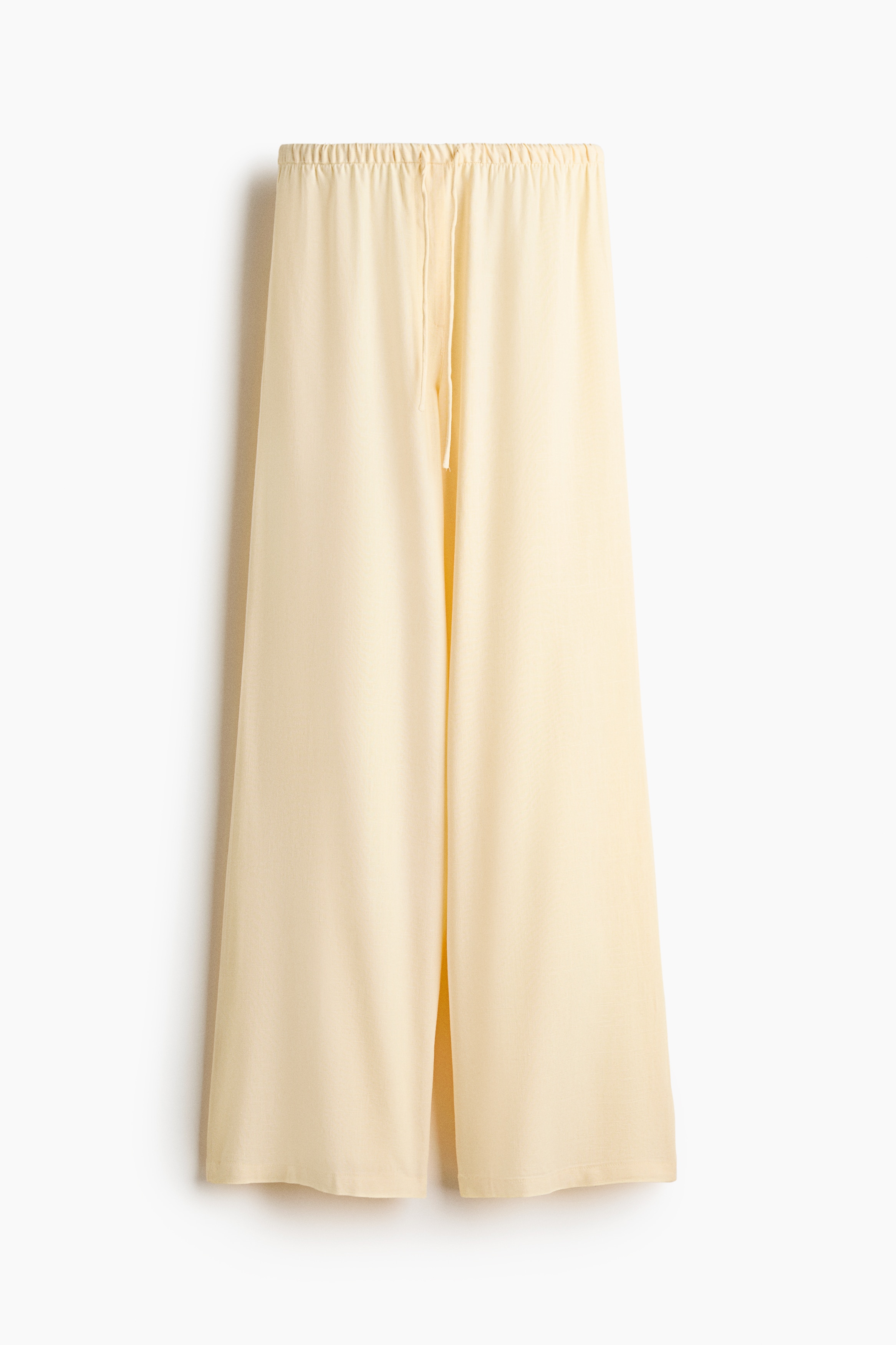 Pantaloni in misto lino con coulisse - Giallo pallido