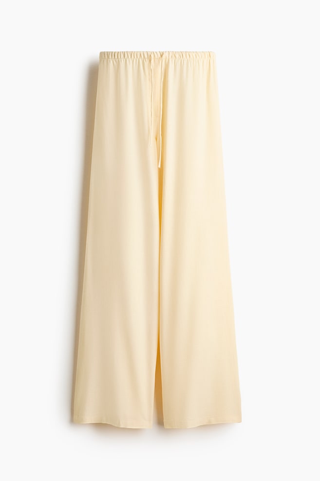 Linen-blend drawstring trousers - Pale yellow/Black - 1