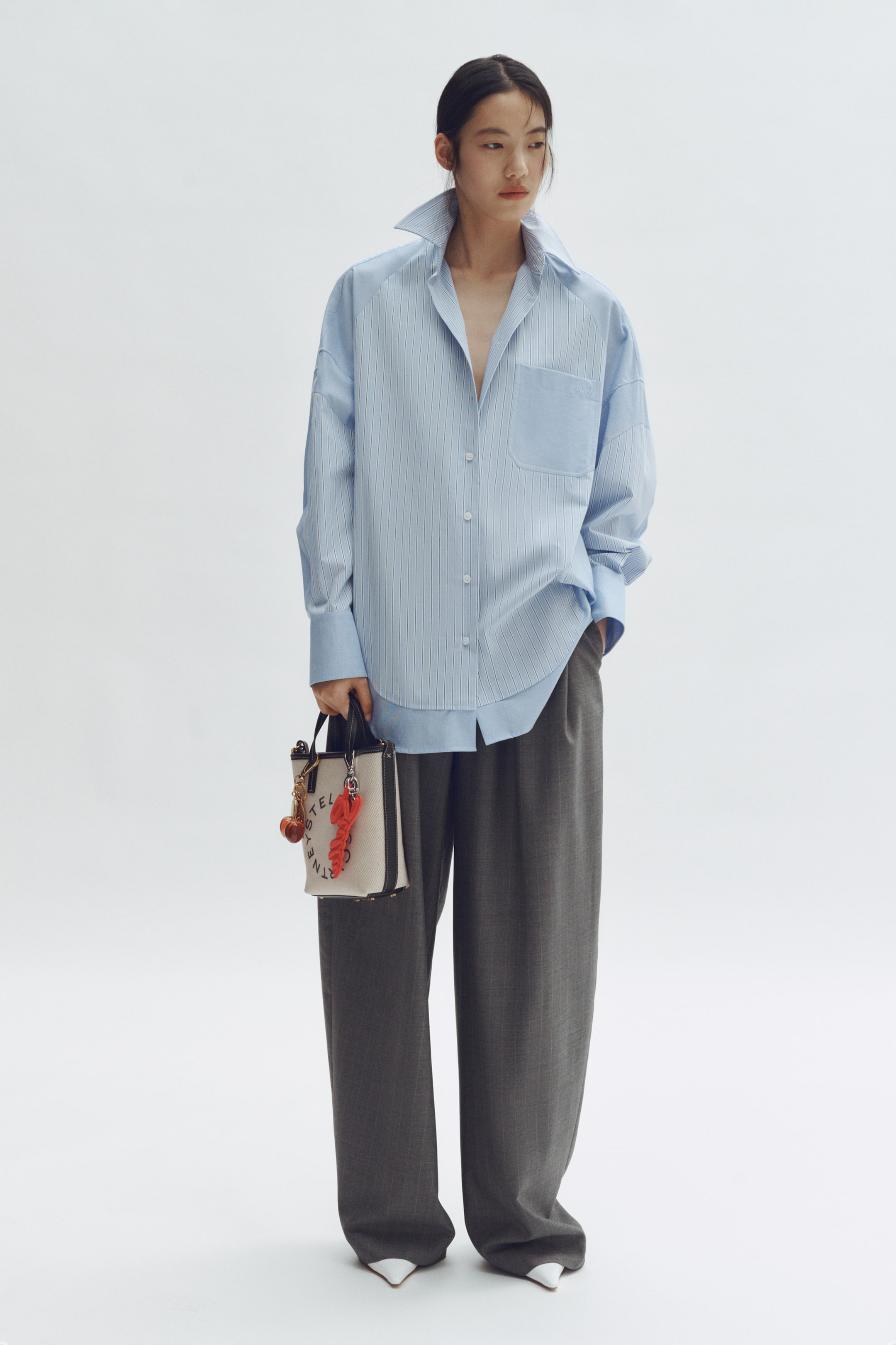 View larger image: Oversized Paneled Poplin Shirt - Blue/striped - Ladies | H&M US 1