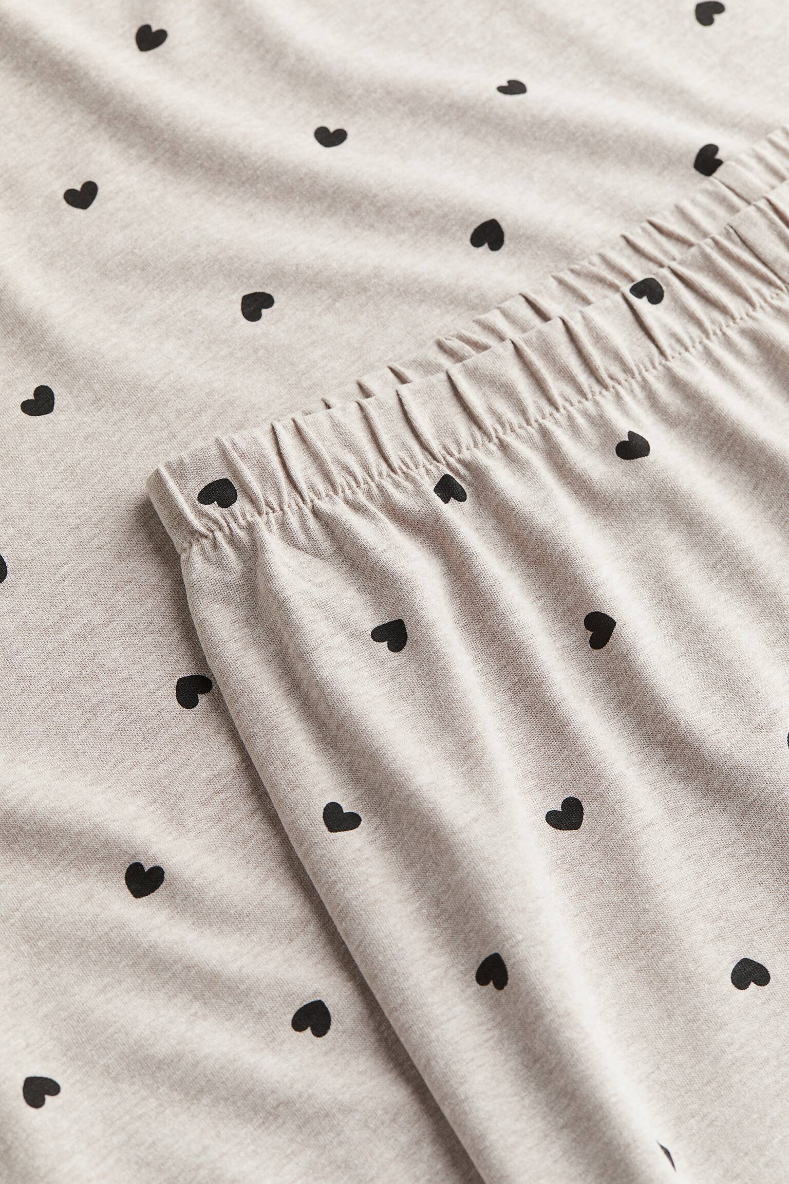 Bộ đồ ngủ vải jersey - Màu be/Trái tim - 2