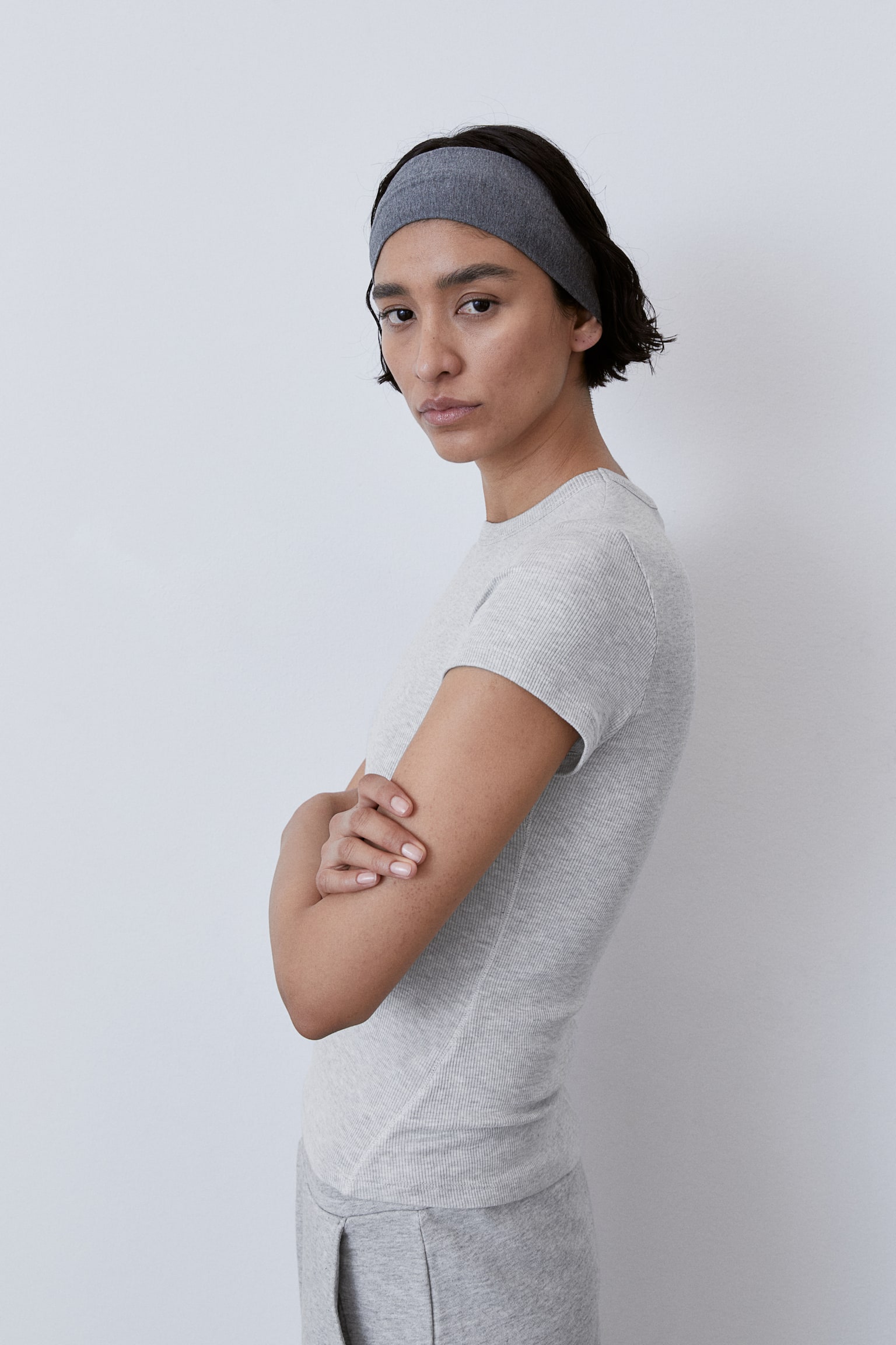 Activewear Top In DryMove™ - Light grey marle/Black - 1