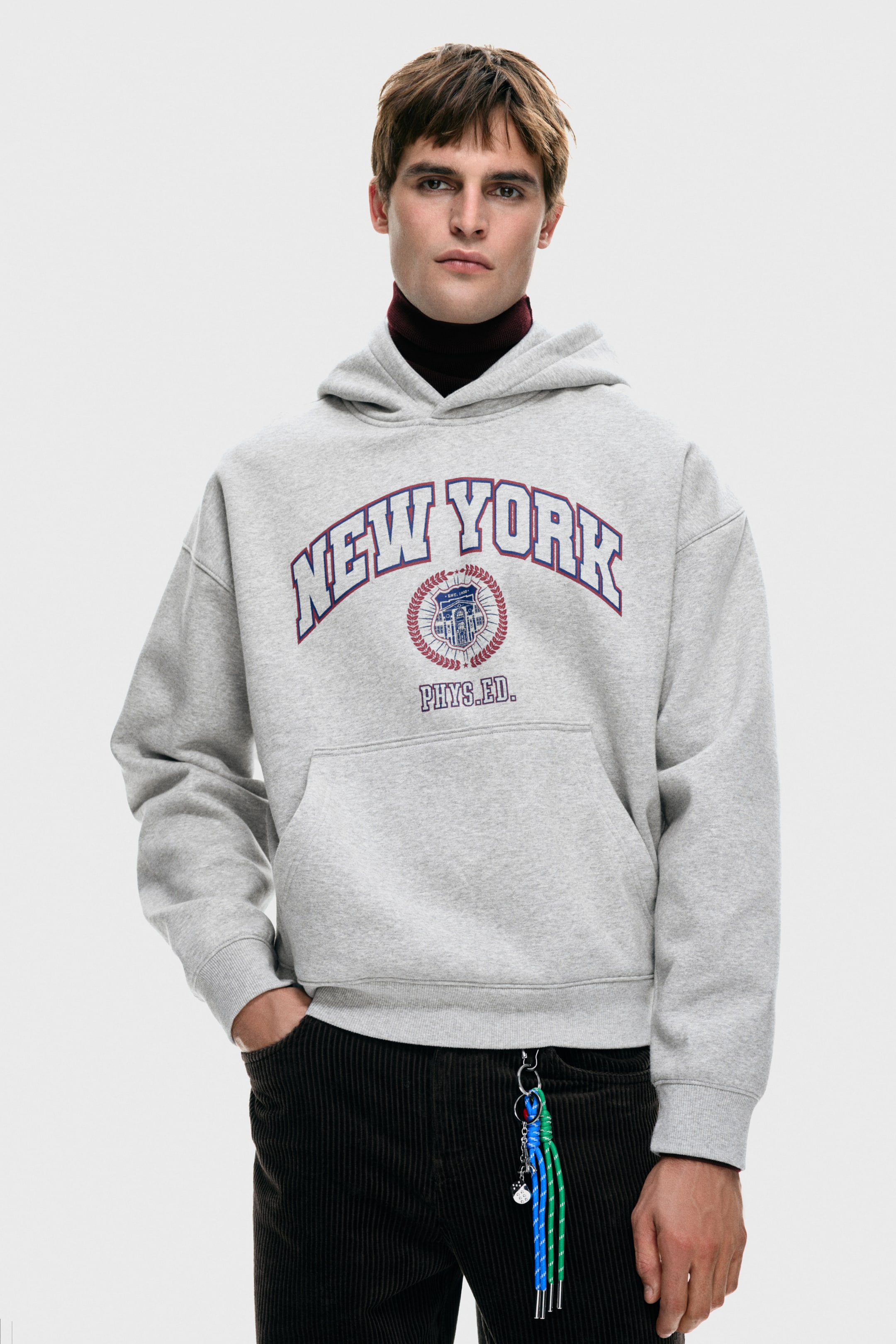 View larger image: Loose fit printed hoodie - Grey marl/New York - Men | H&M IN 2