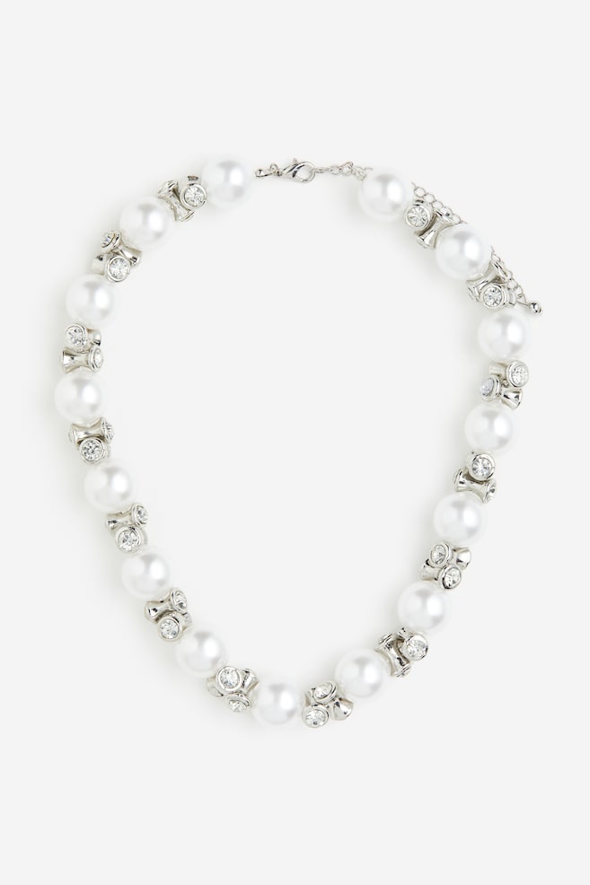 Kurze Perlenkette - Weiß - 1
