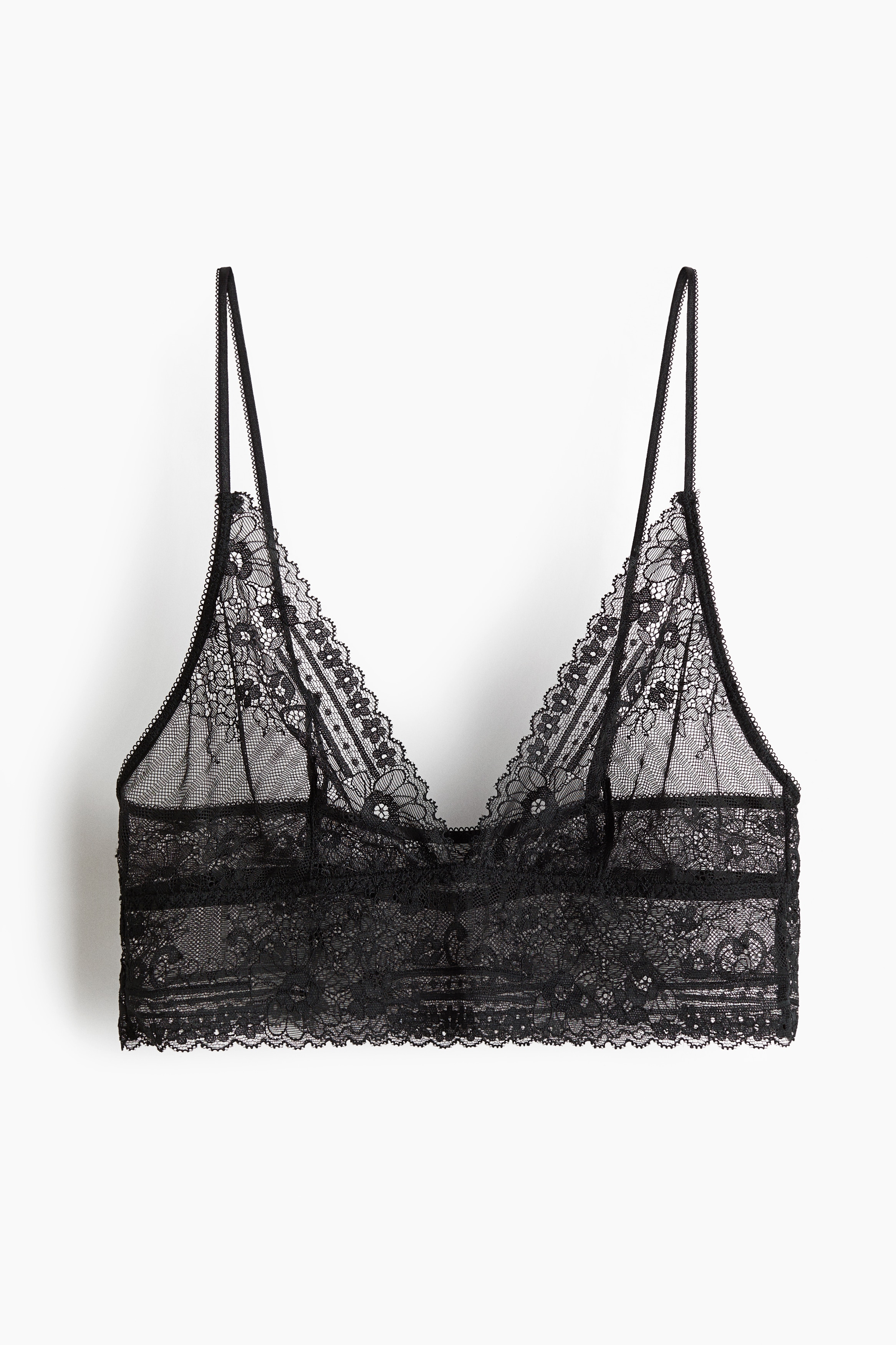 Reggiseno morbido in pizzo - Nero/Beige pallido