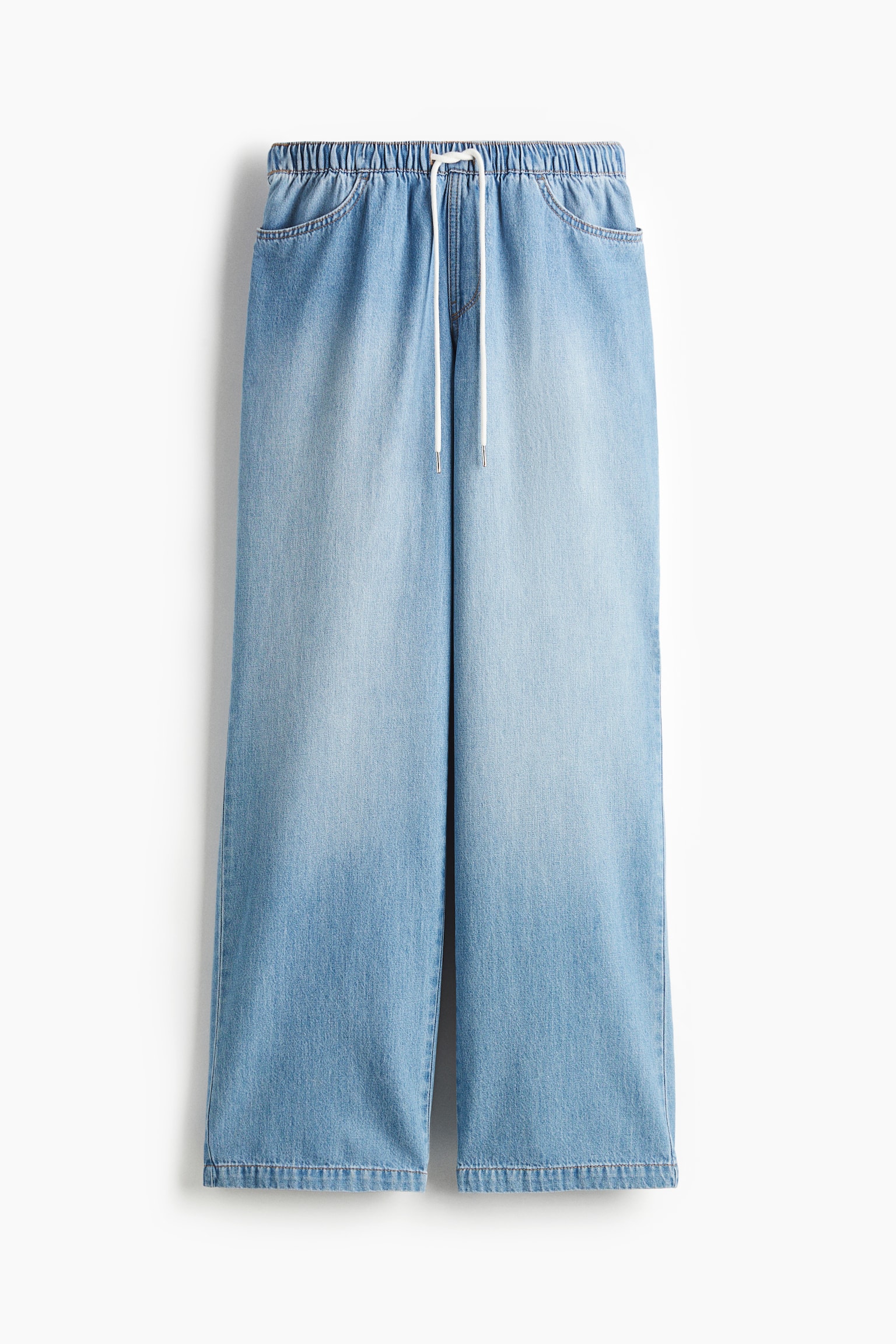Женские джинсы H&M Denim Drawstring, цвет: Светлый джинсовый синий — фото 1