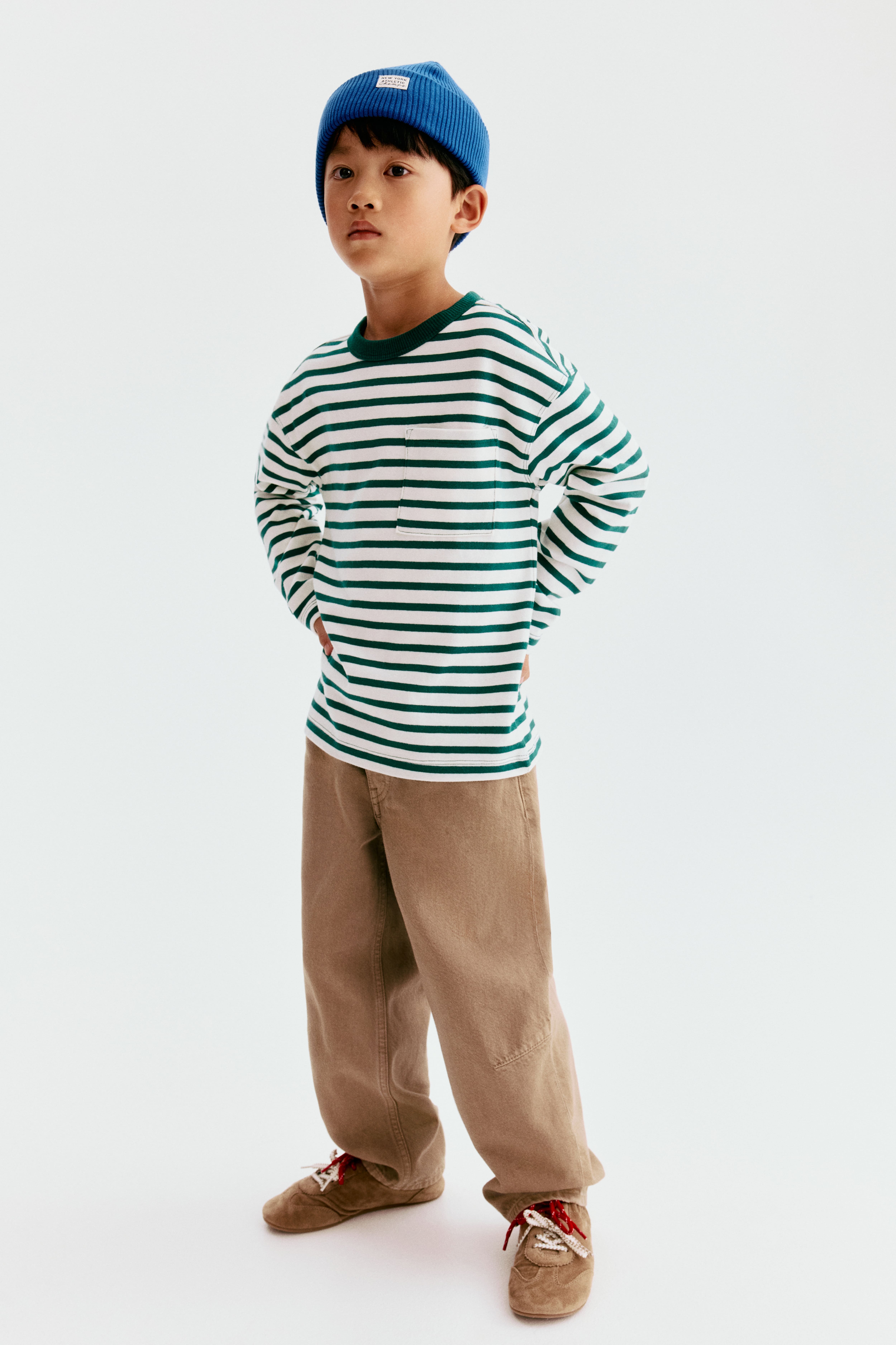 Twill Barrel-Leg Pants