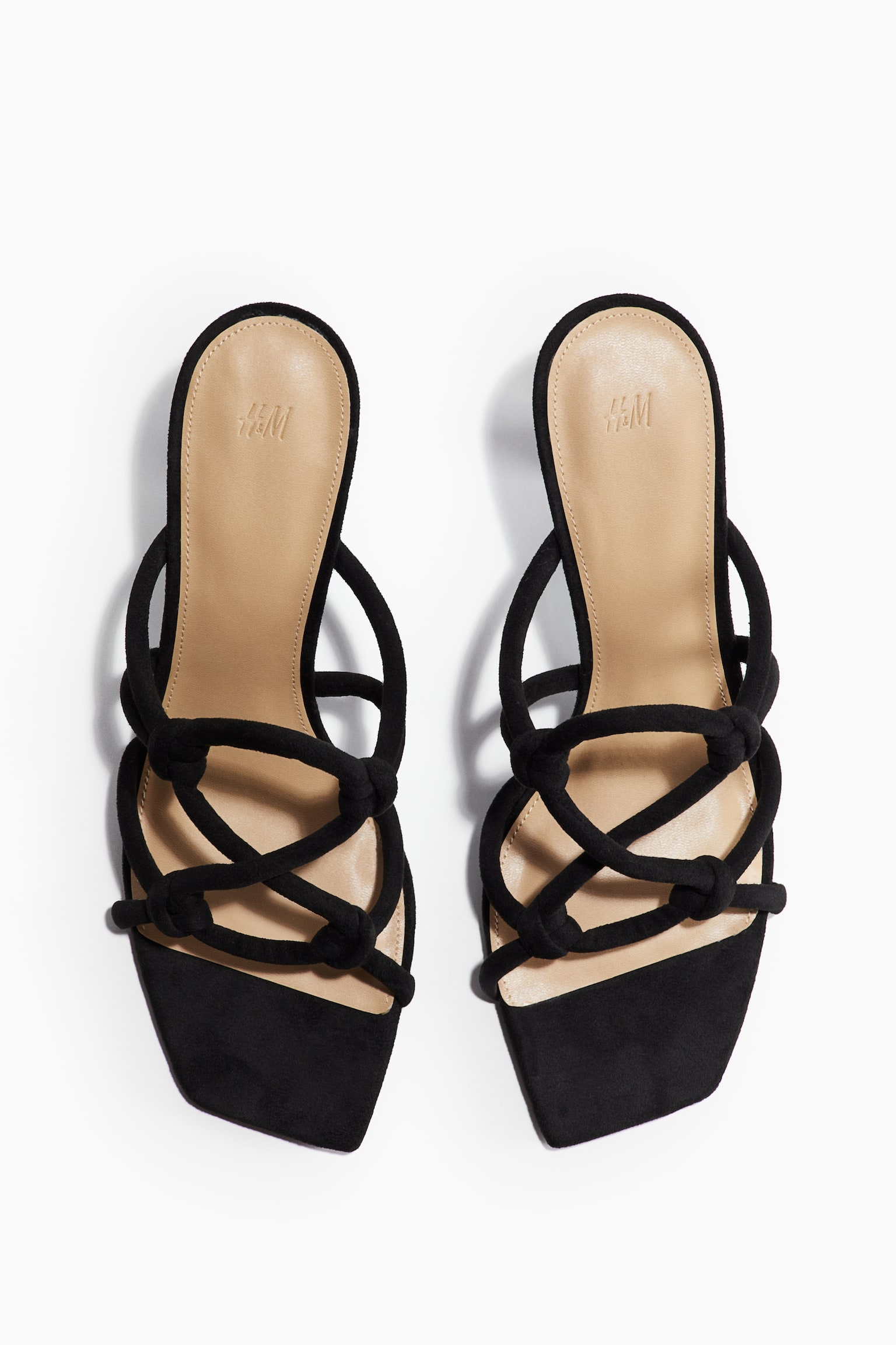 Heeled Strappy Sandals - Black/Light beige - 3