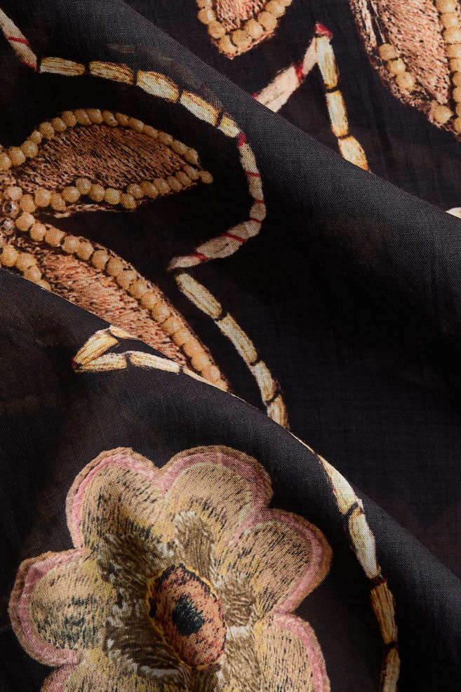 Floral-Print Tie-Detail Kaftan Dress-Black/floral - 4