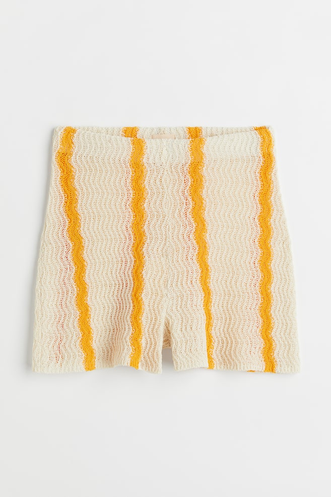 Shorts aus Baumwollstrick - White/Striped - 1