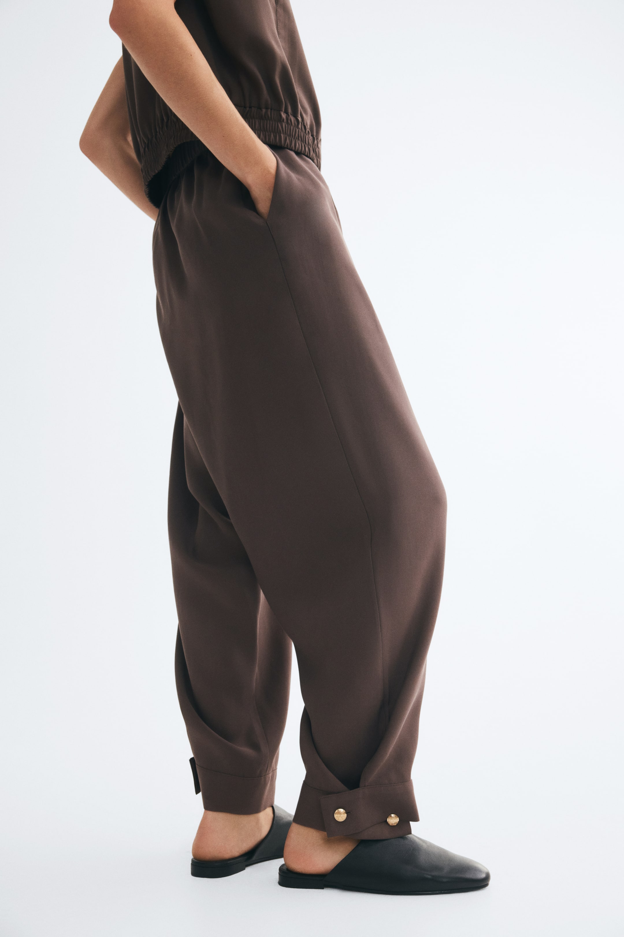 Modal-Blend Barrel-Leg Pants