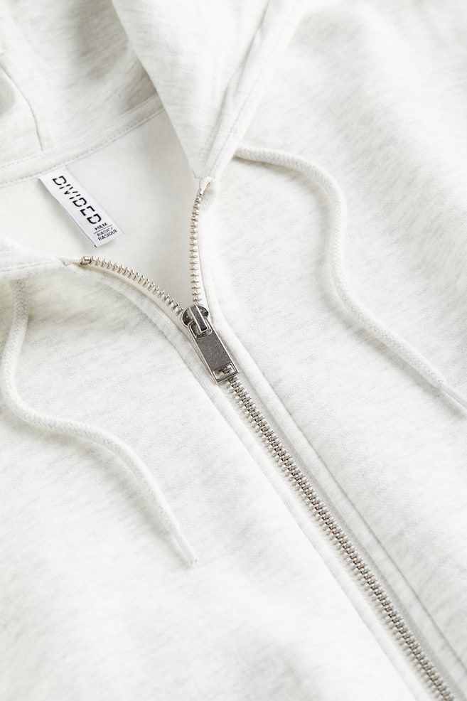 Cropped zip-through hoodie - Light grey marl - 5