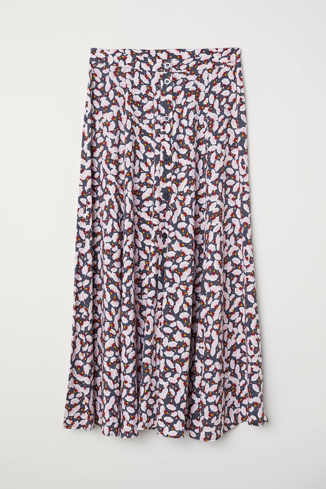 Bell-shaped skirt - Long - Dark grey-blue/Patterned - Ladies | H&M GB